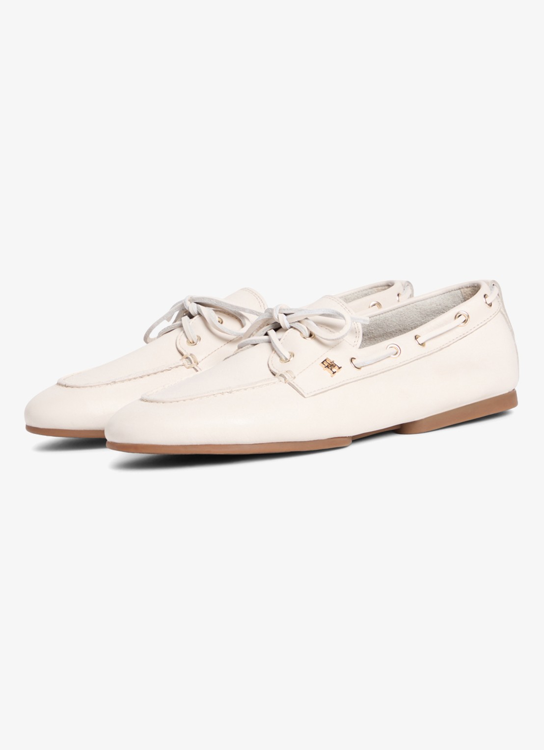 Tommy Hilfiger Bootschoen van leer met logo - detail 4 beige
