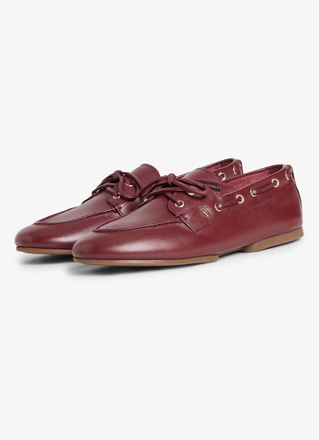 Tommy Hilfiger Bootschoen van leer met logo - voorkant 2 rood