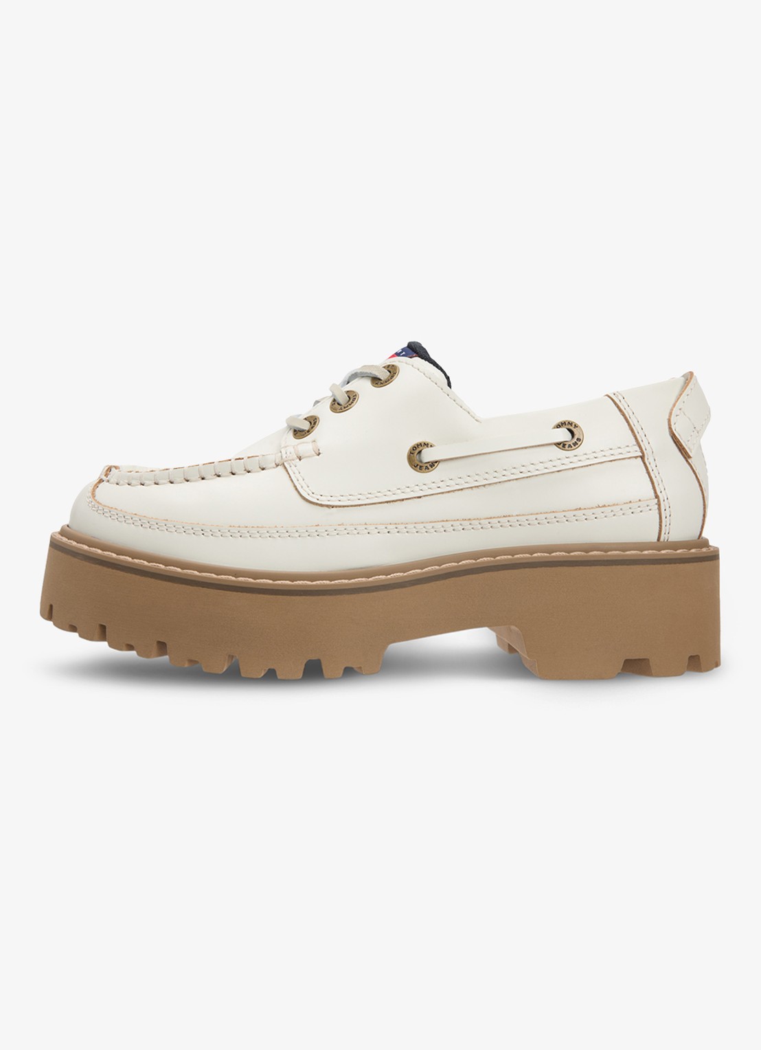 Tommy Hilfiger Bootschoen van leer - detail ivoor