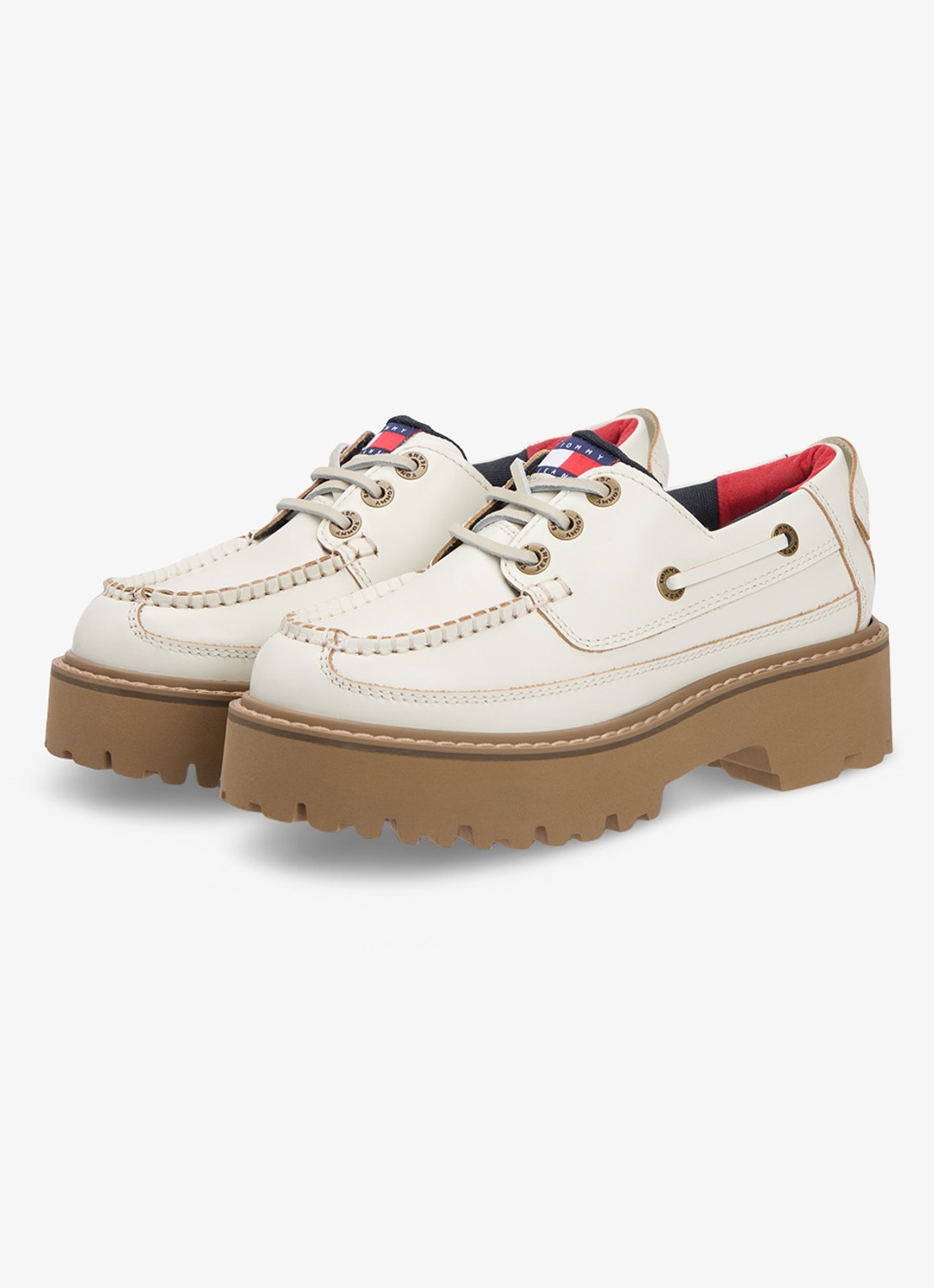 Tommy Hilfiger Bootschoen van leer - voorkant 4 ivoor