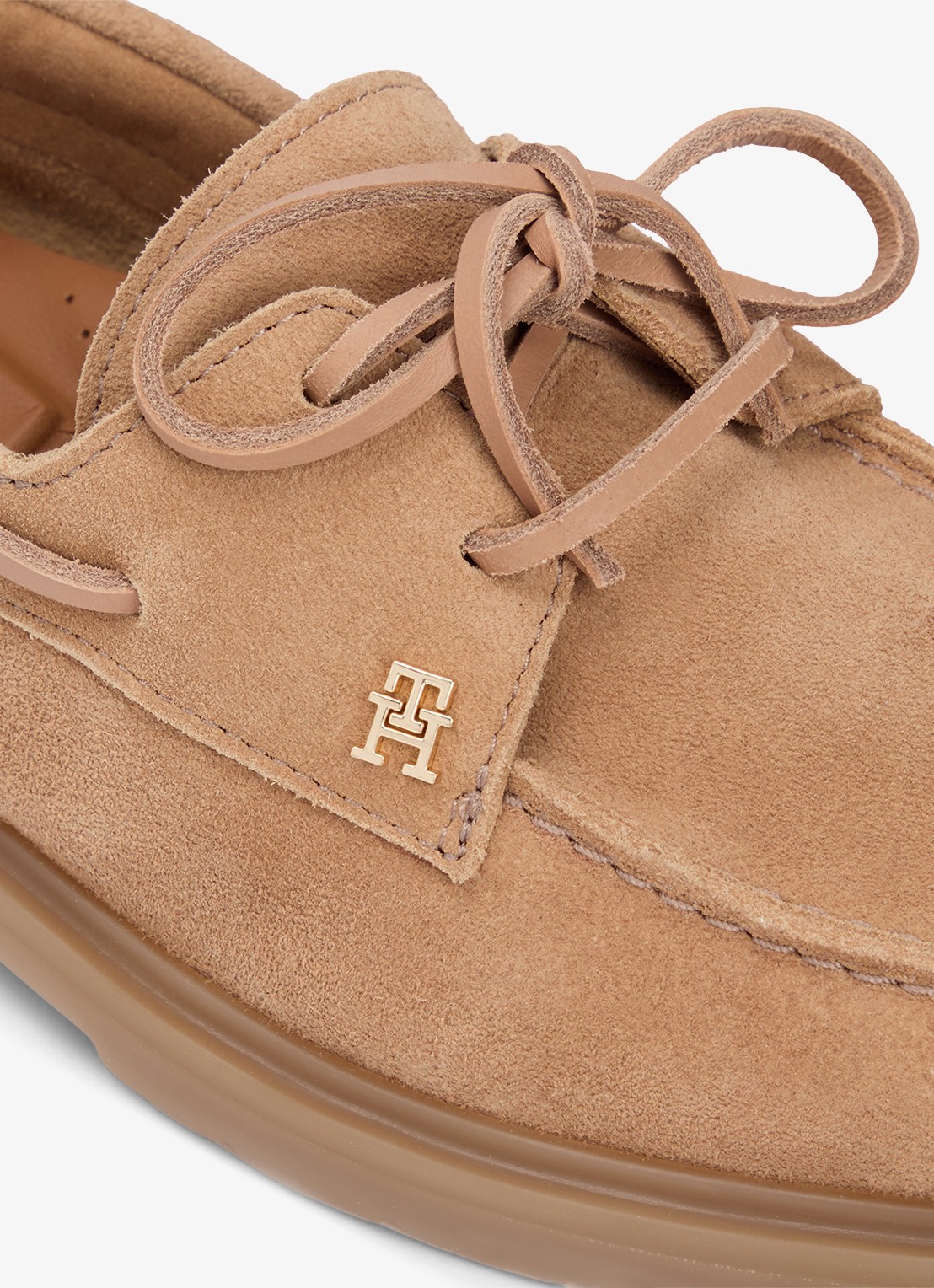 Tommy Hilfiger Bootschoen van suède met logo - detail 6 lichtbruin