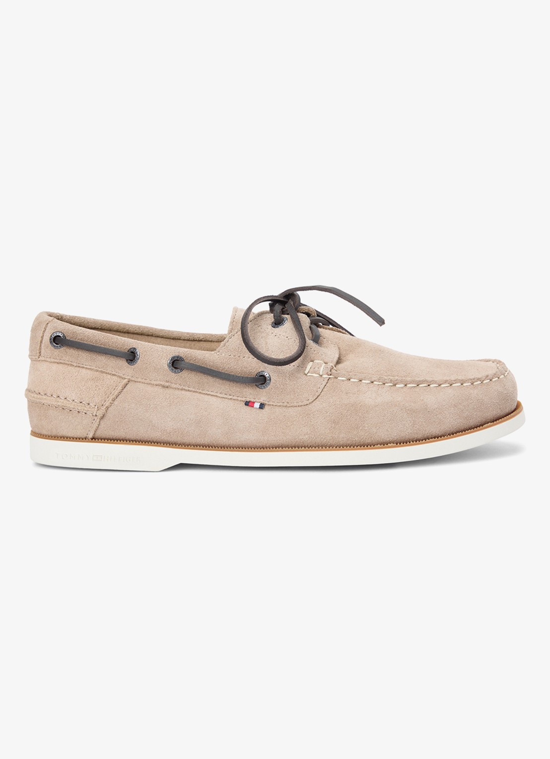 Tommy Hilfiger Bootschoen van suède met logo - detail 5 beige