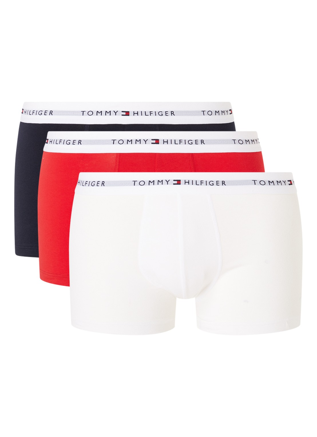Tommy Hilfiger Boxershorts met logoband in 3-pack    - voorkant 3 wit