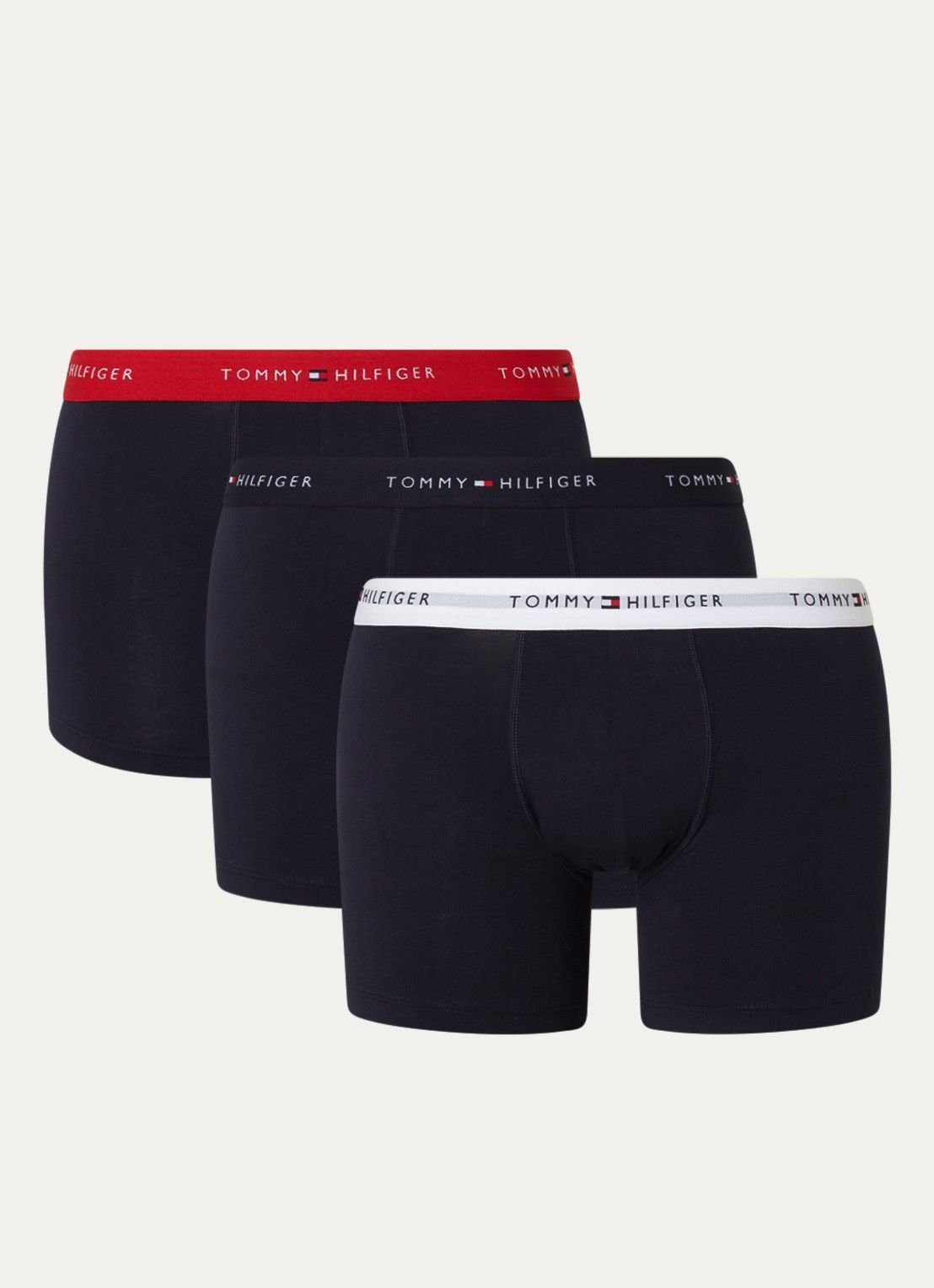 Tommy Hilfiger Boxershorts met logoband in 3-pack - voorkant diepzwart