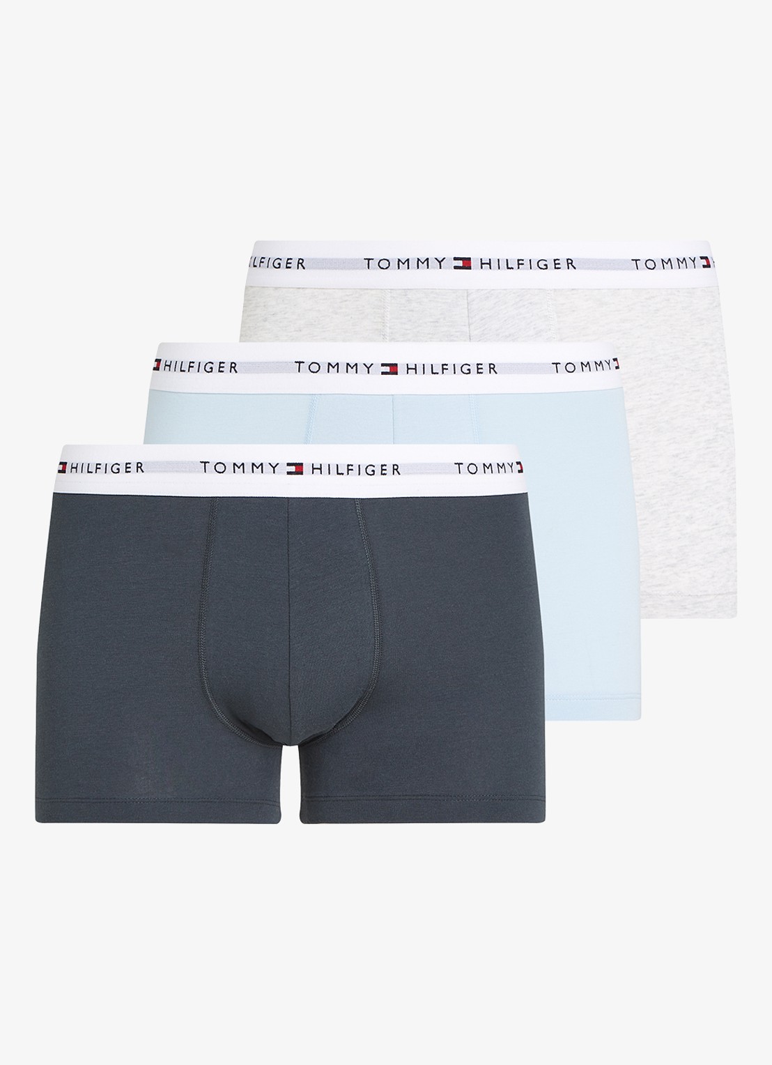 Tommy Hilfiger Boxershorts met logoband in 3-pack    - voorkant 3 lichtblauw