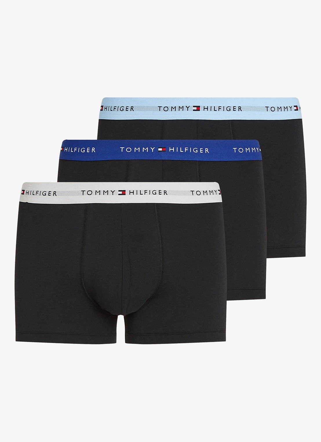Tommy Hilfiger Boxershorts met logoband in 3-pack - voorkant 3 staalblauw