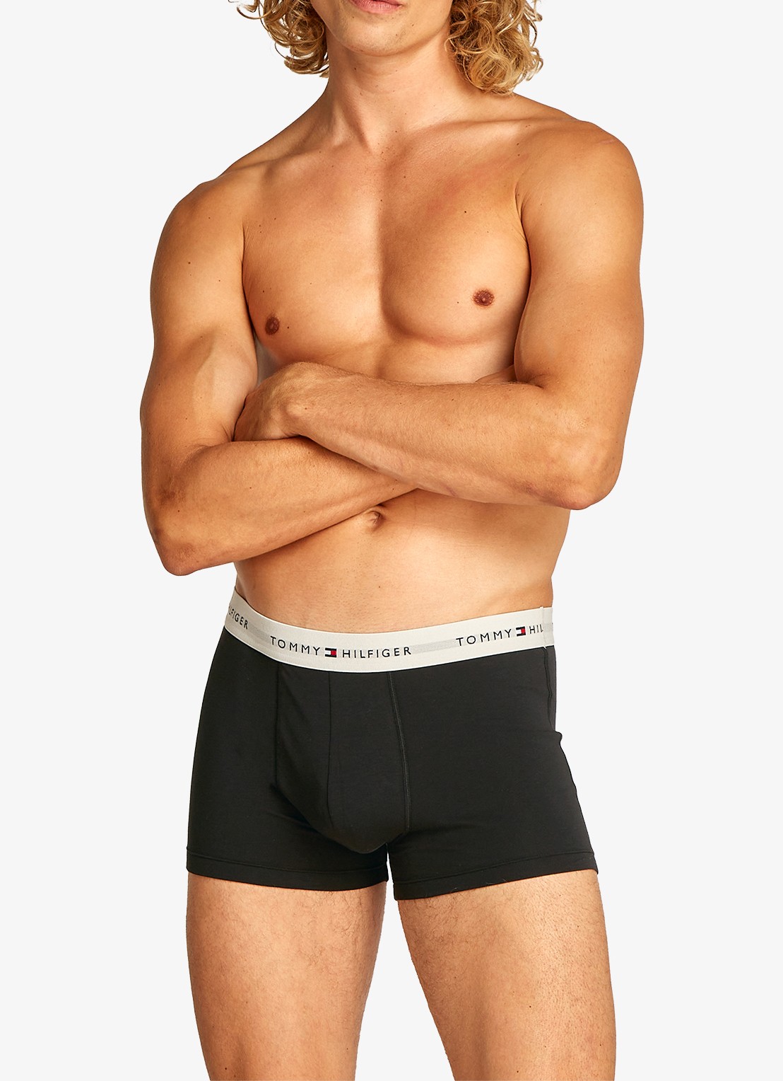 Tommy Hilfiger Boxershorts met logoband in 3-pack - voorkant 4 staalblauw