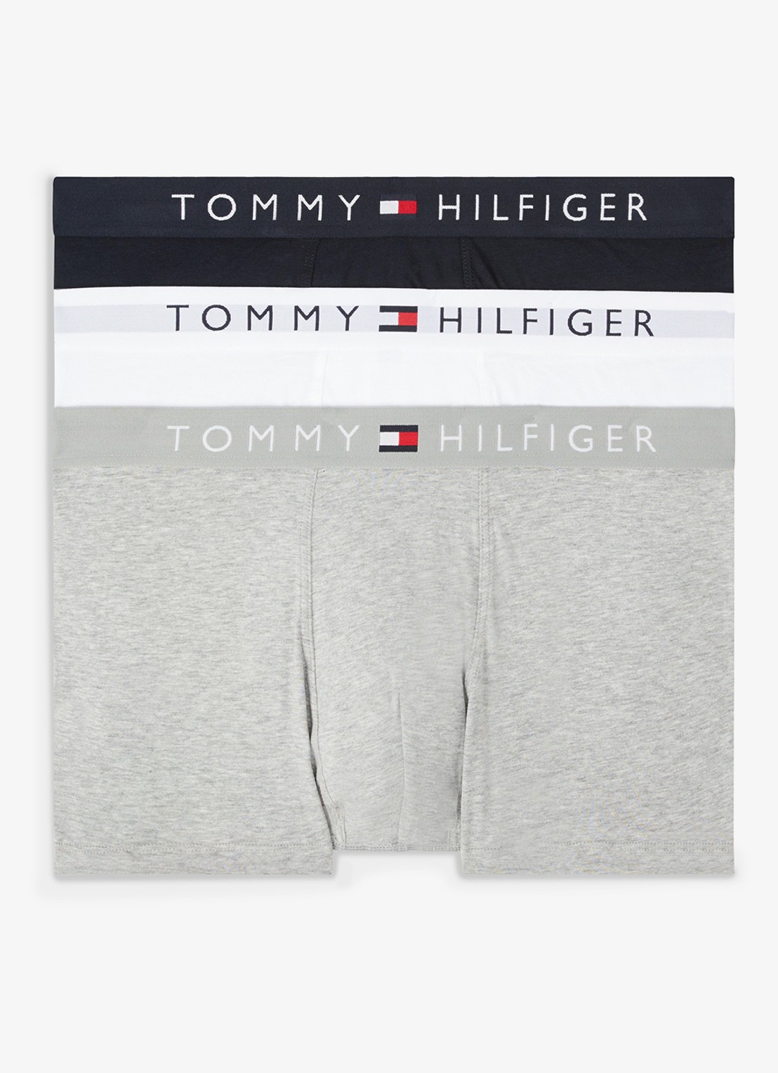 Tommy Hilfiger Boxershorts met logoband in 3-pack - voorkant grijs