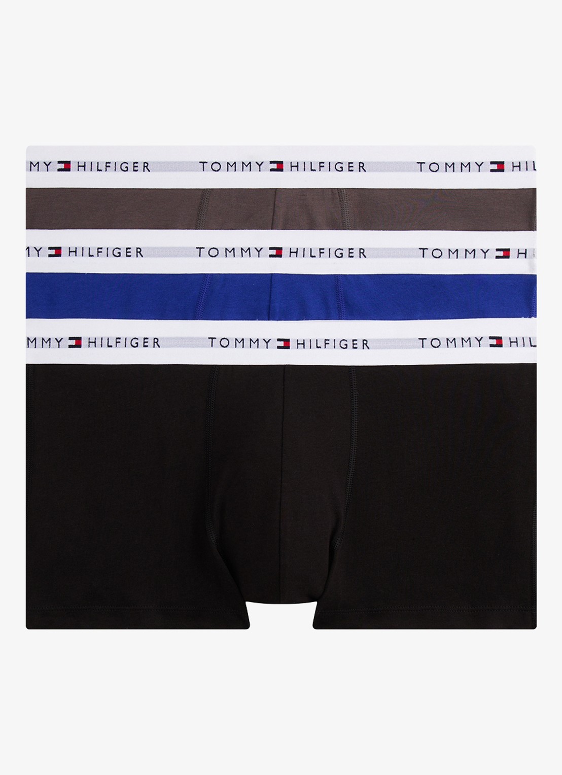 Tommy Hilfiger Boxershorts met logoband in 3-pack    - voorkant blk/drk ash/wdg blu-0tu / zwart