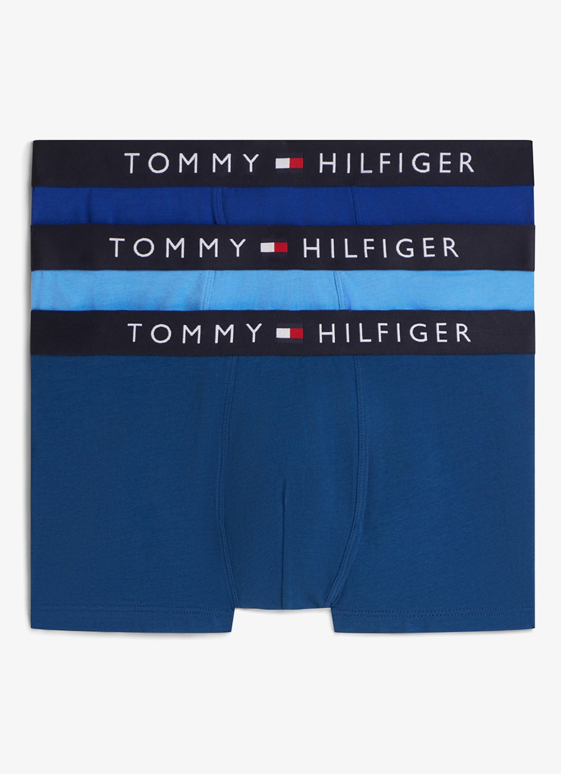 Tommy Hilfiger Boxershorts met logoband in 3-pack - voorkant blauw