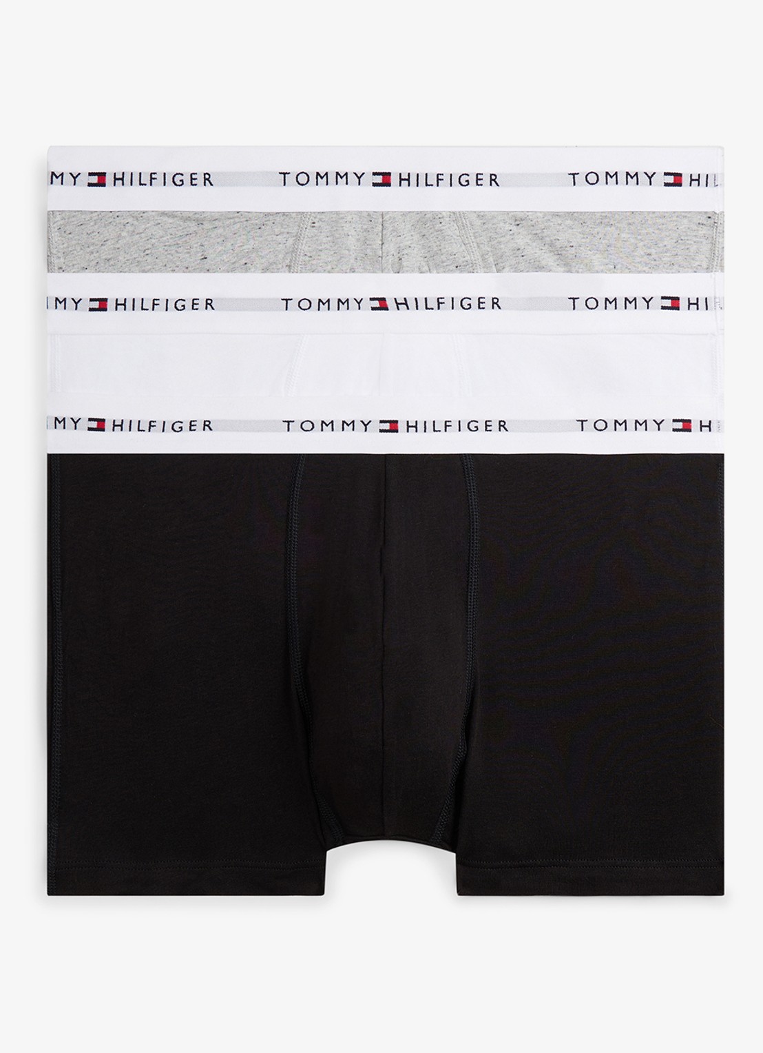 Tommy Hilfiger Boxershorts met logoband in 3-pack - voorkant 4 grey heather/black/white-0xo