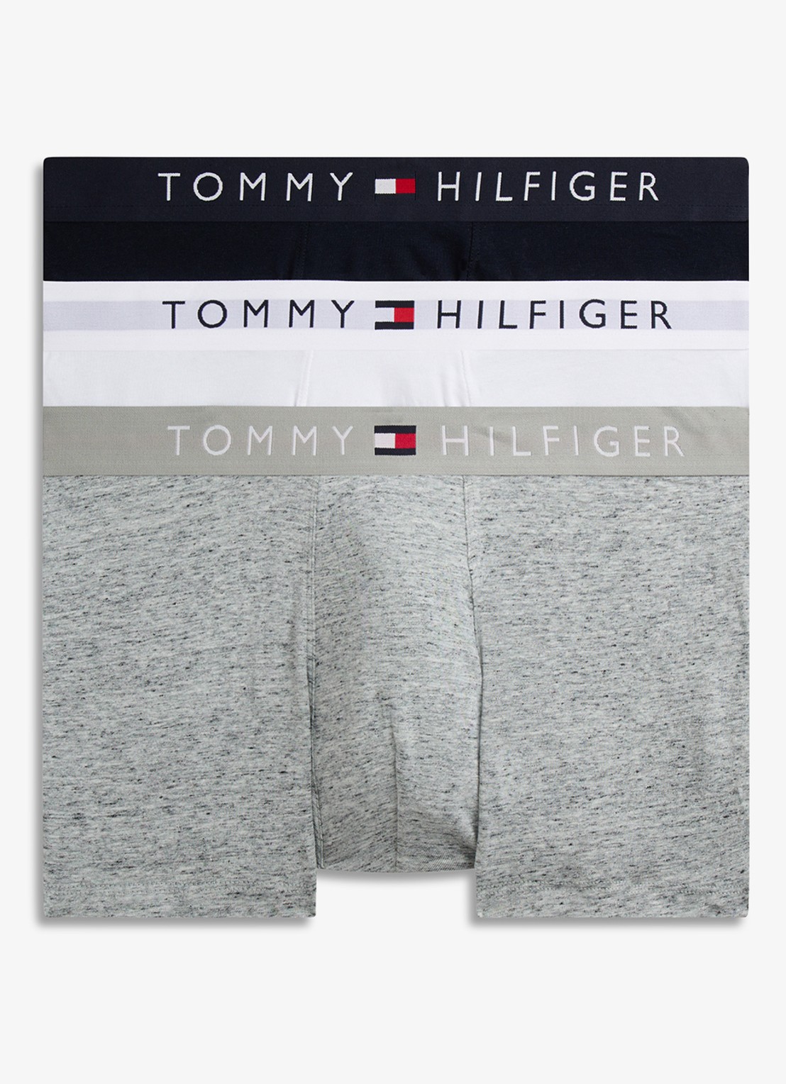 Tommy Hilfiger Boxershorts met logoband in 3-pack - voorkant grijs