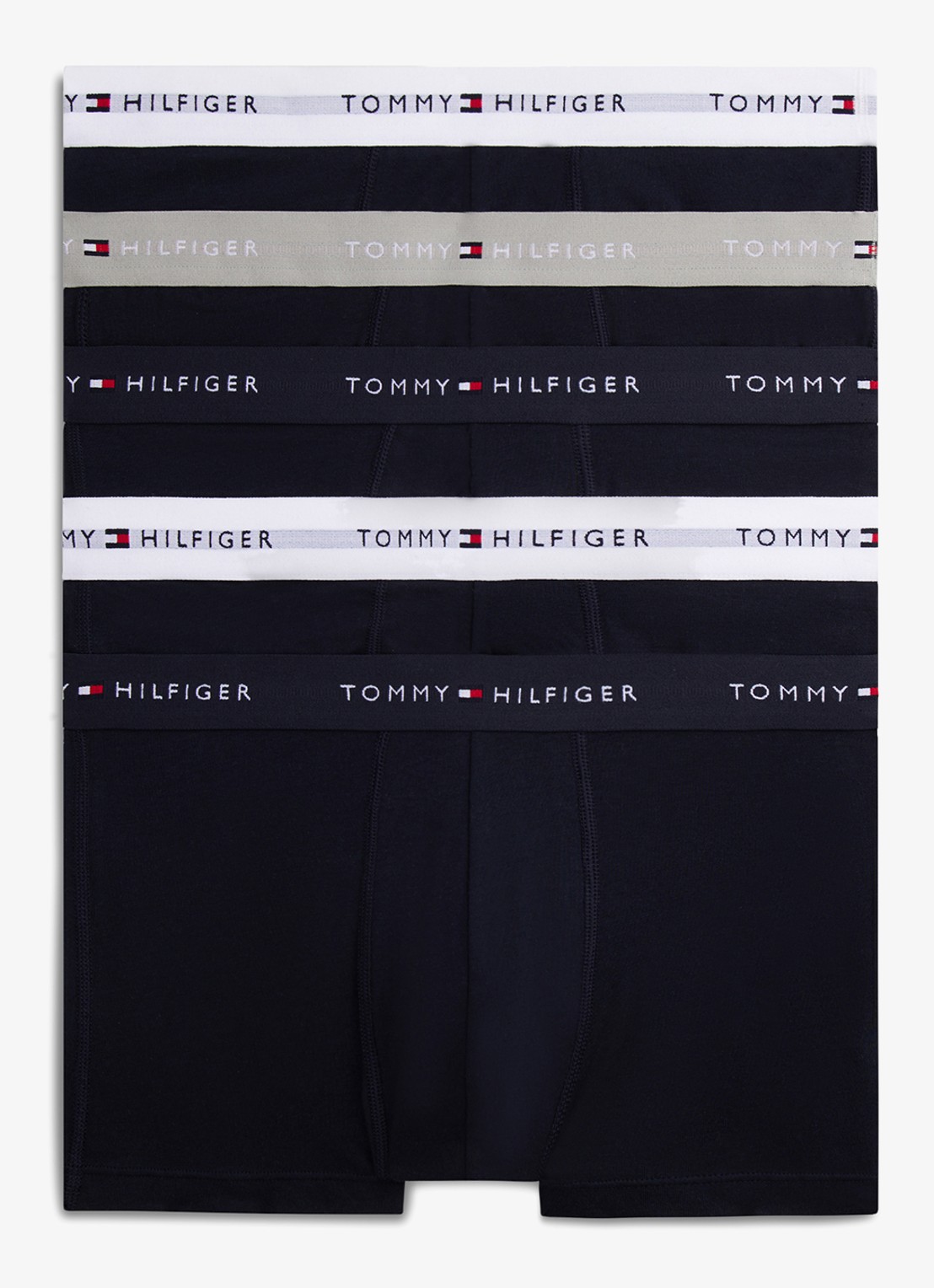 Tommy Hilfiger Boxershorts met logoband in 5-pack - voorkant donkerblauw