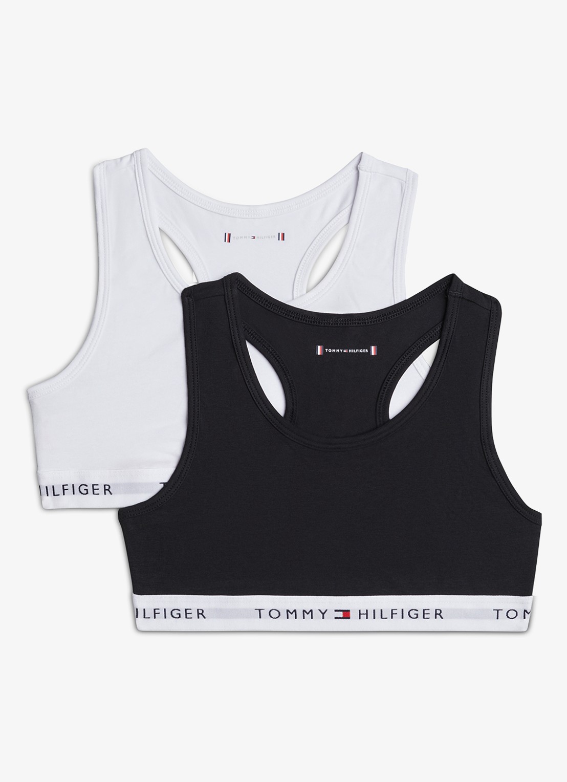 Tommy Hilfiger Bralette met logoband in 2-pack - voorkant zwart