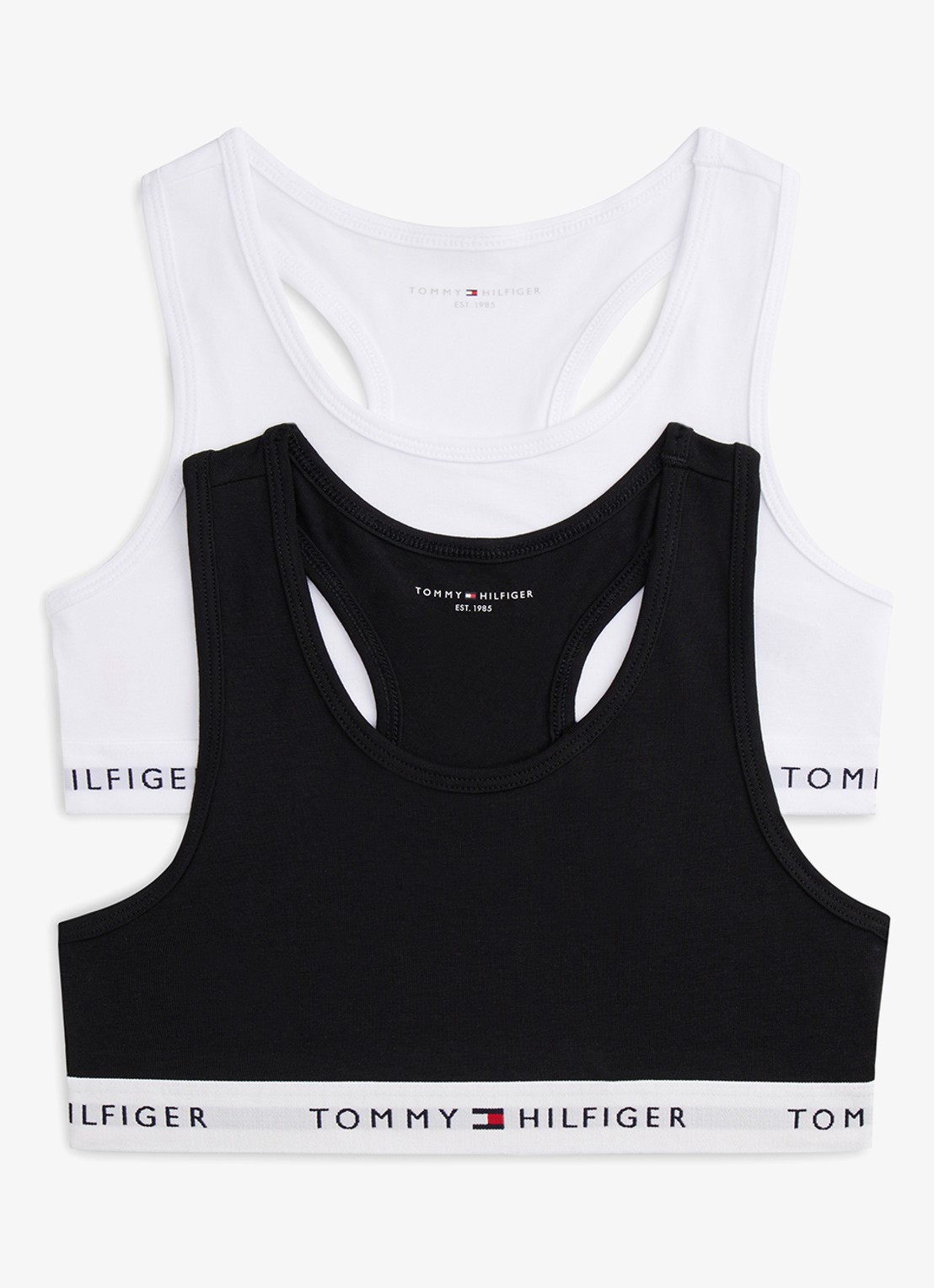 Tommy Hilfiger Bralette met logoband in 2-pack - voorkant 2 zwart