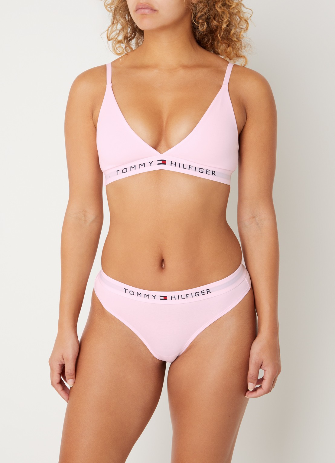 Tommy Hilfiger Bralette met logoband - voorkant 4 lichtroze