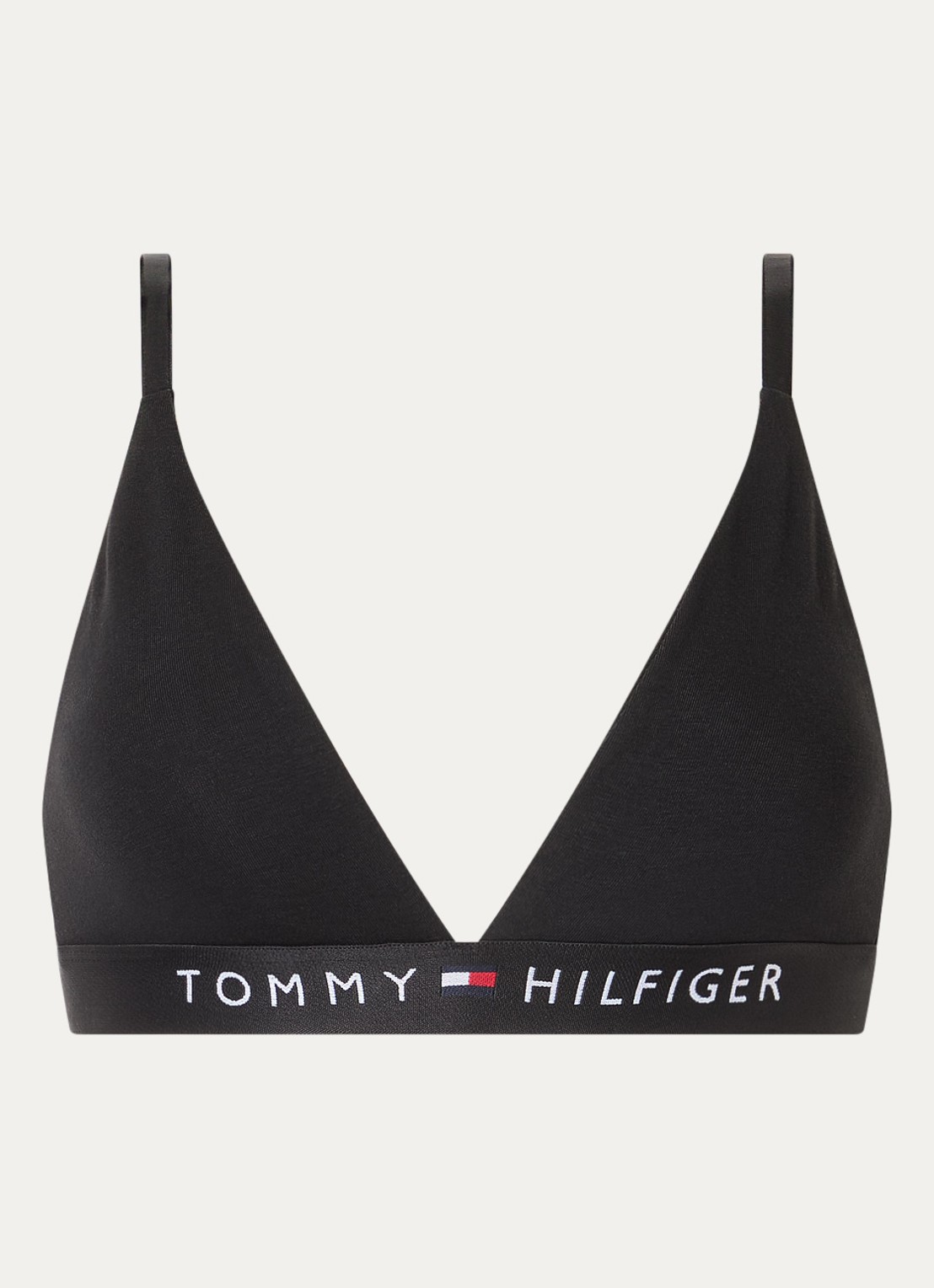 Tommy Hilfiger Bralette met logoband - voorkant zwart