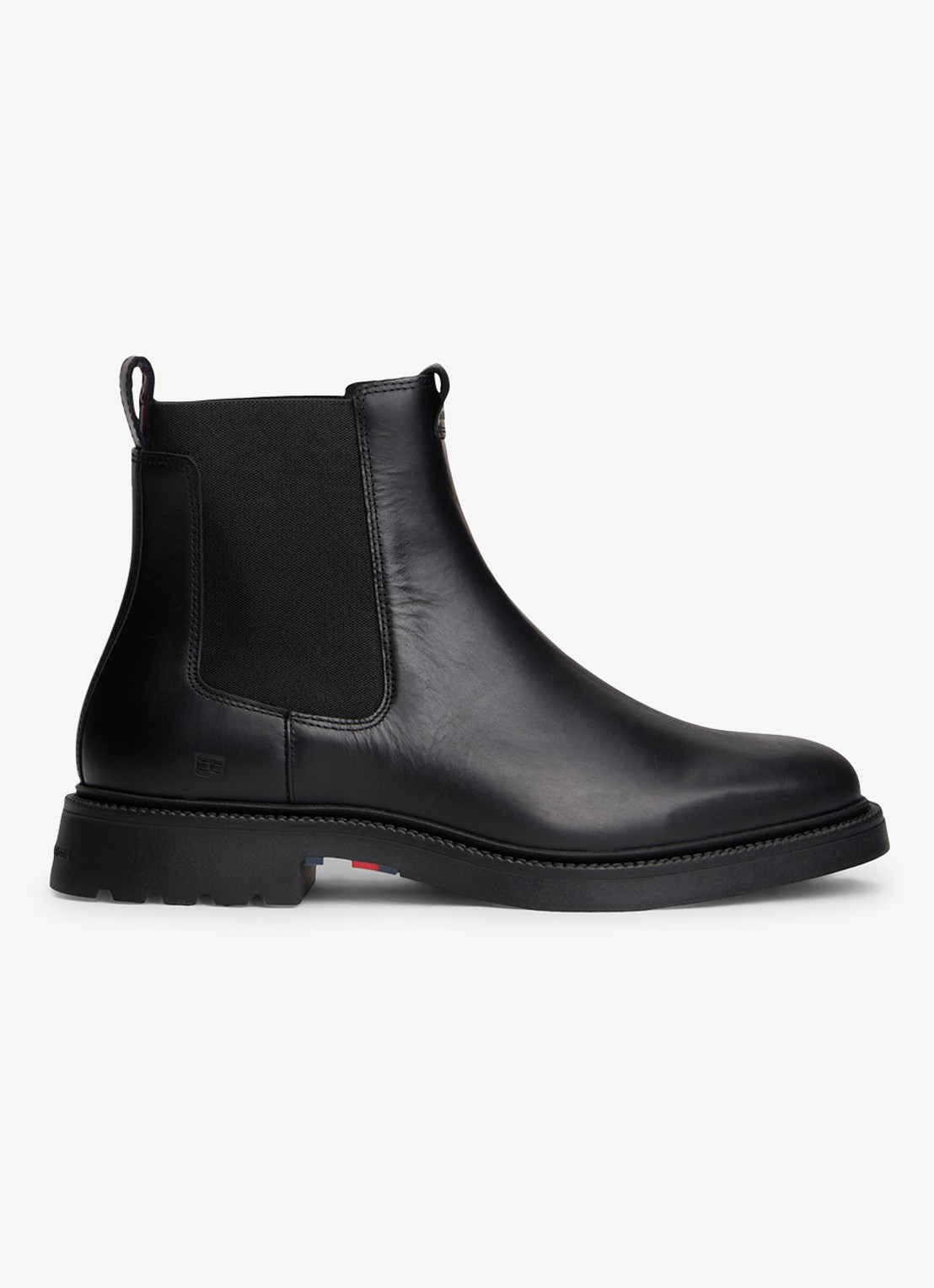 Tommy Hilfiger Chelsea boot van leer - voorkant 2 zwart