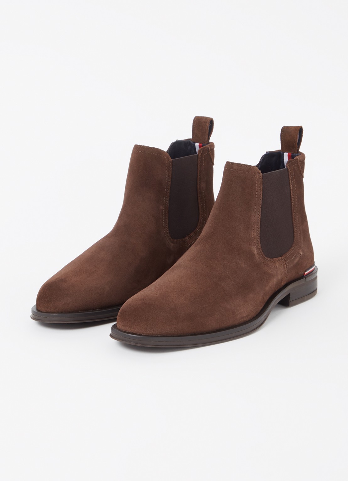 Tommy Hilfiger Chelsea boot van suède - detail donkerbruin