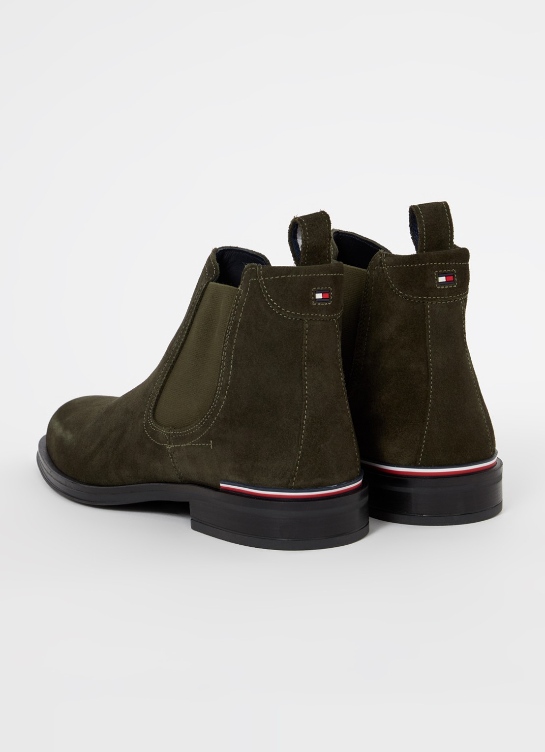 Tommy Hilfiger Chelsea boot van suède - achterkant 4 bronsgroen