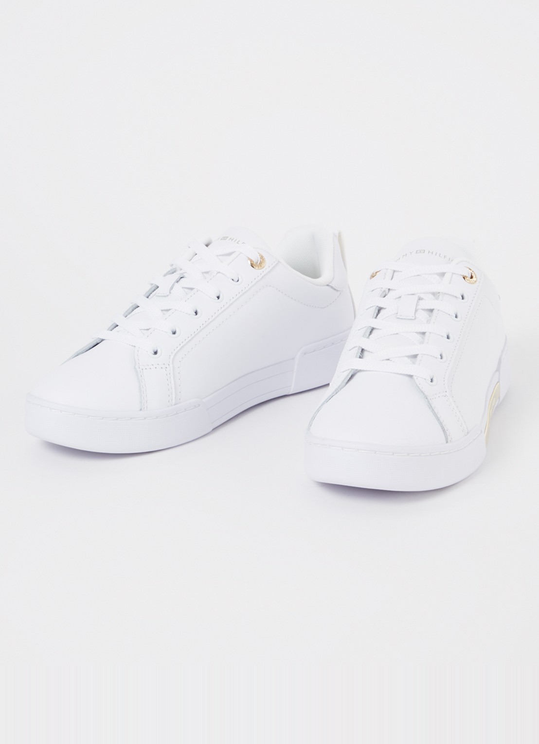 Tommy Hilfiger Chique Court sneaker van leer - detail 2 wit