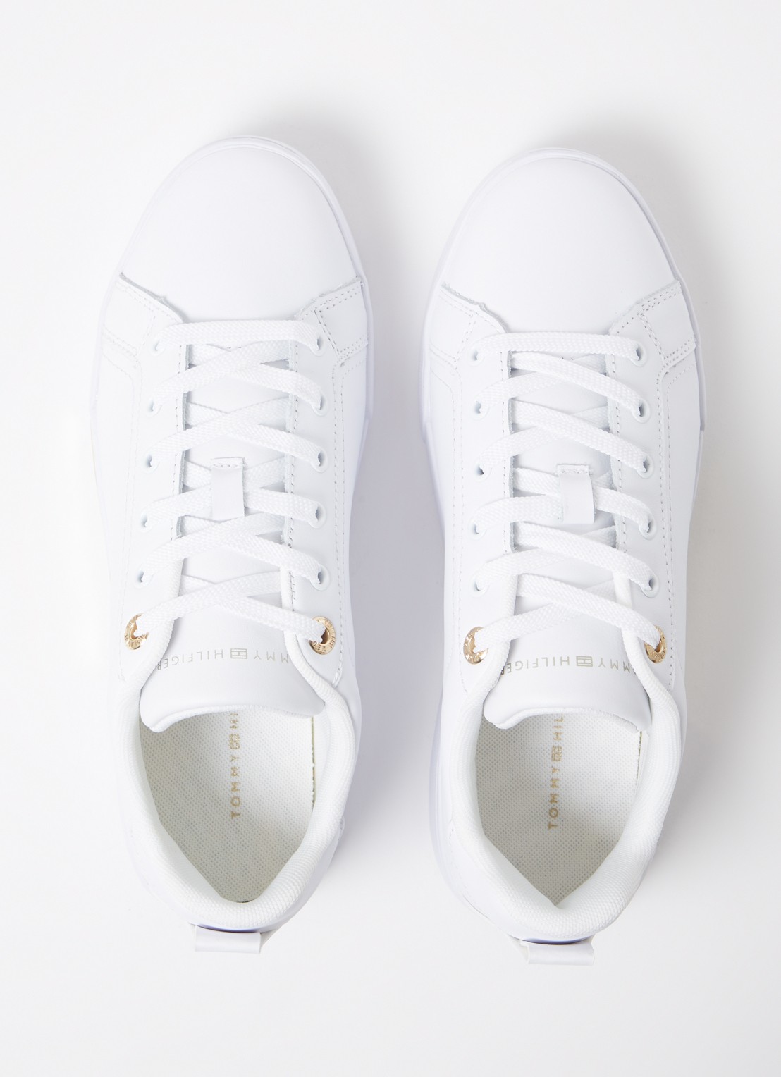Tommy Hilfiger Chique Court sneaker van leer - detail 3 wit