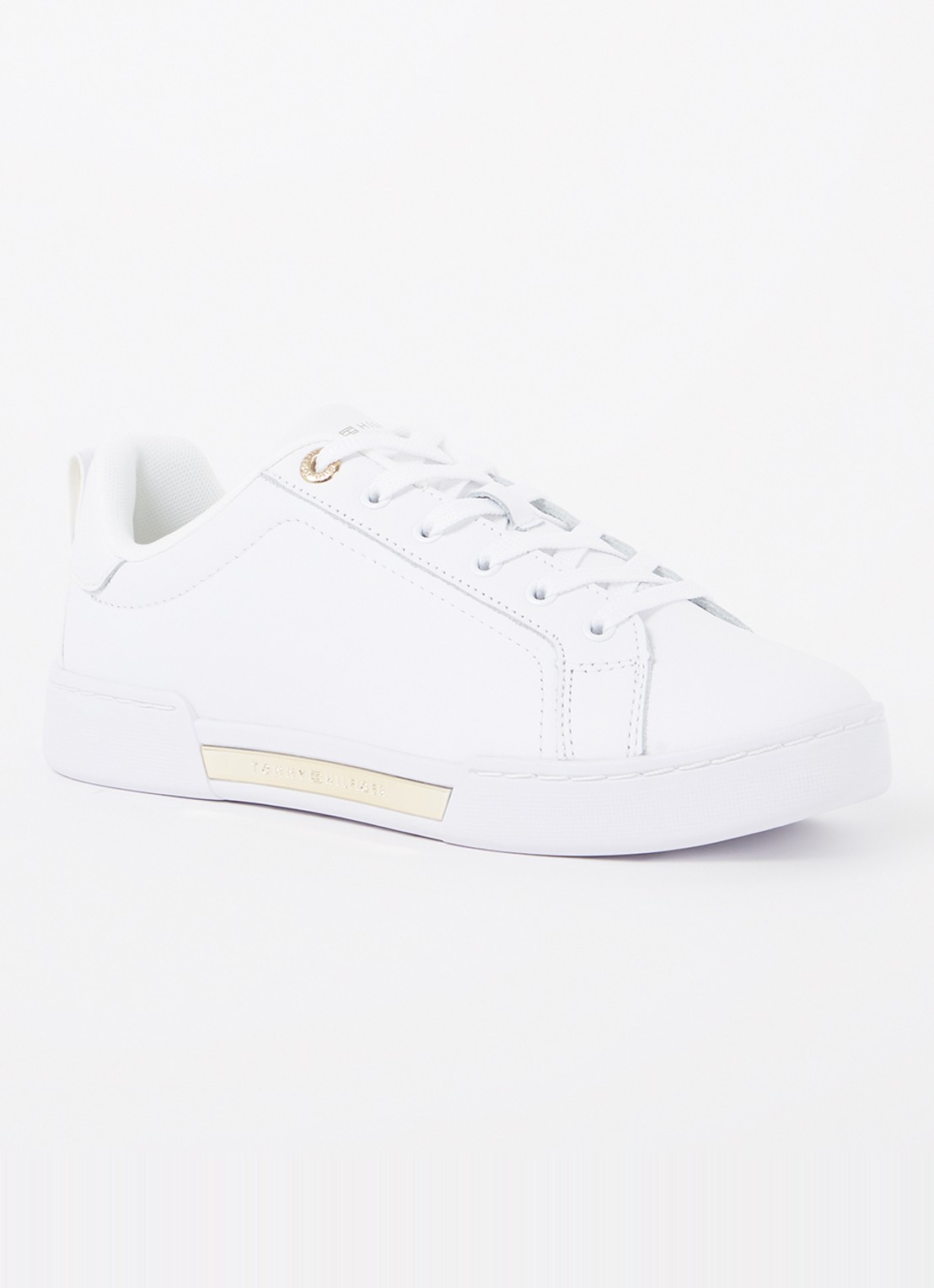 Tommy Hilfiger Chique Court sneaker van leer - voorkant 5 wit