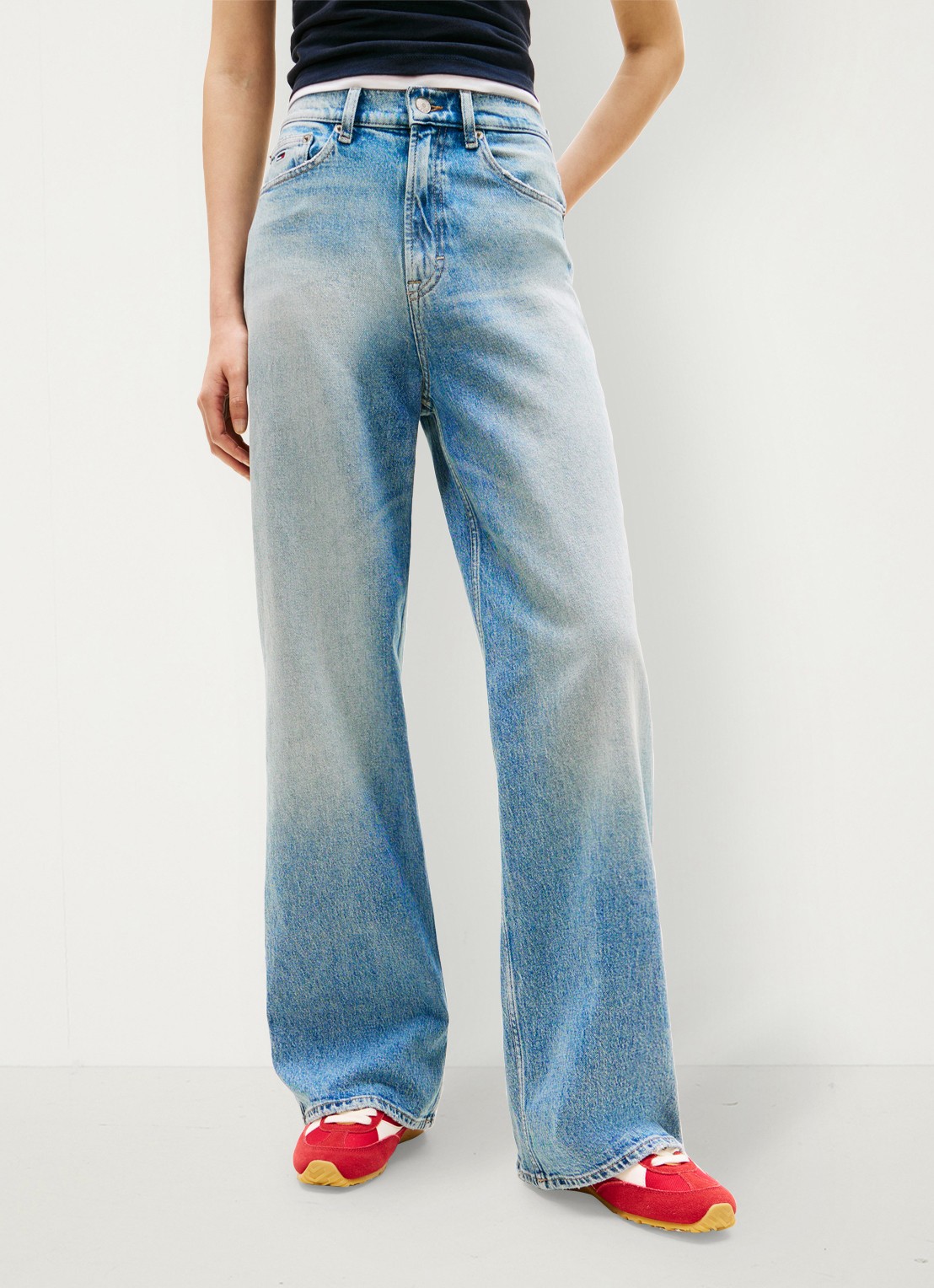 Tommy Hilfiger Claire high waist wide leg jeans met medium wassing  - detail 3 donkerblauw