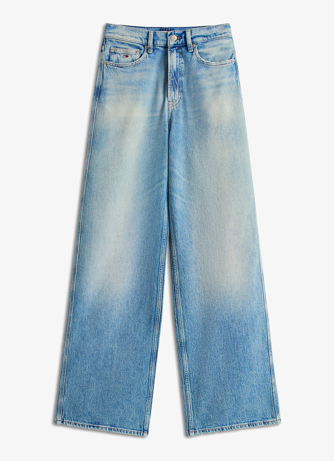 Tommy Hilfiger Claire high waist wide leg jeans met medium wassing  - voorkant donkerblauw