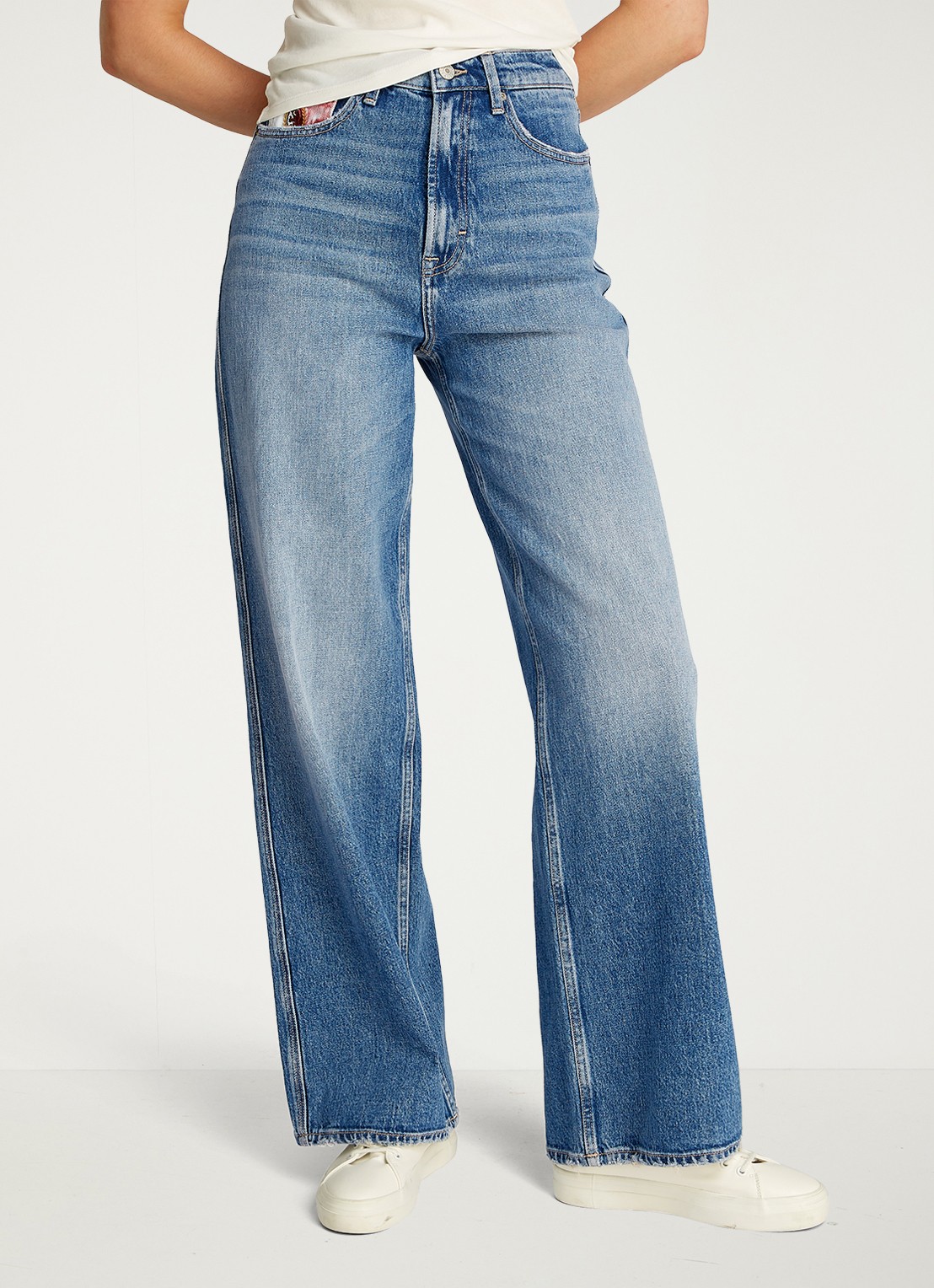 Tommy Hilfiger Claire high waist wide leg jeans met steekzakken - detail 3 indigo