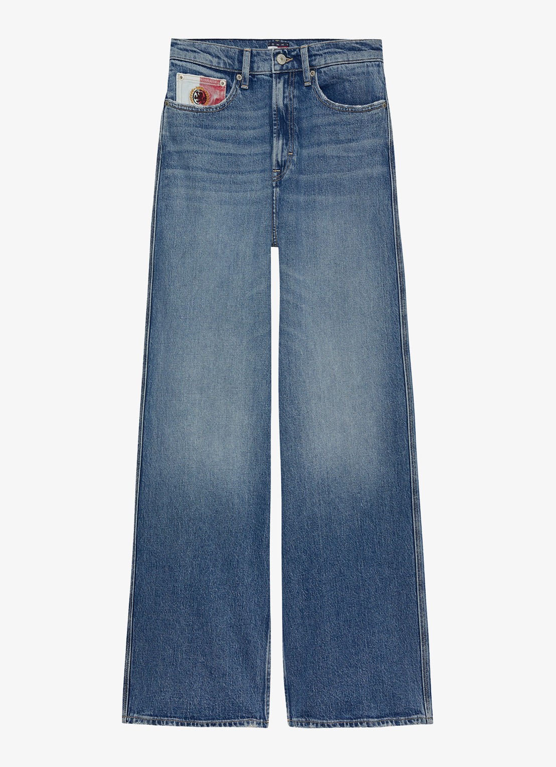 Tommy Hilfiger Claire high waist wide leg jeans met steekzakken - voorkant indigo