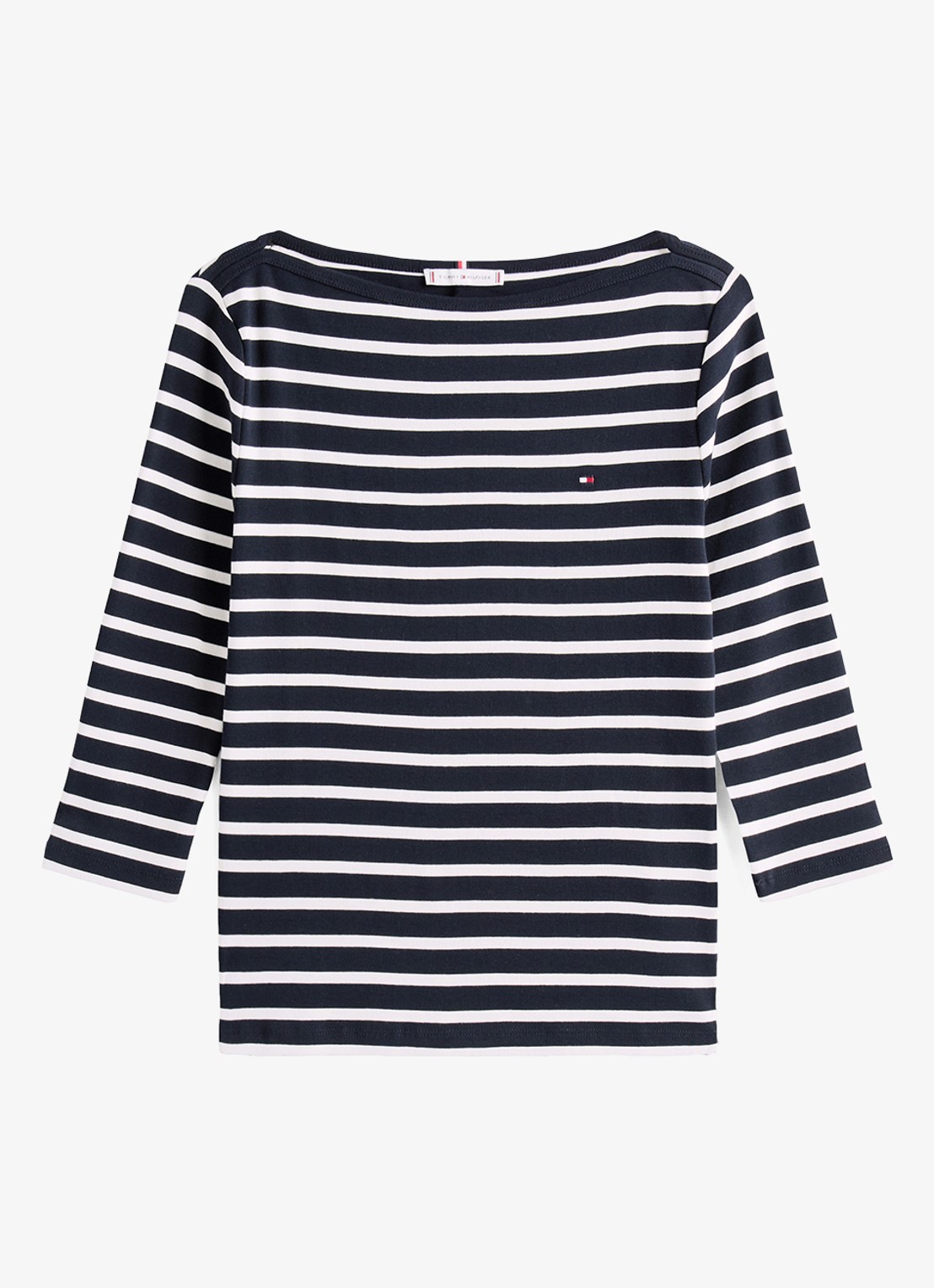 Tommy Hilfiger Cody longsleeve met logoborduring - voorkant 3 donkerblauw/gebroken wit