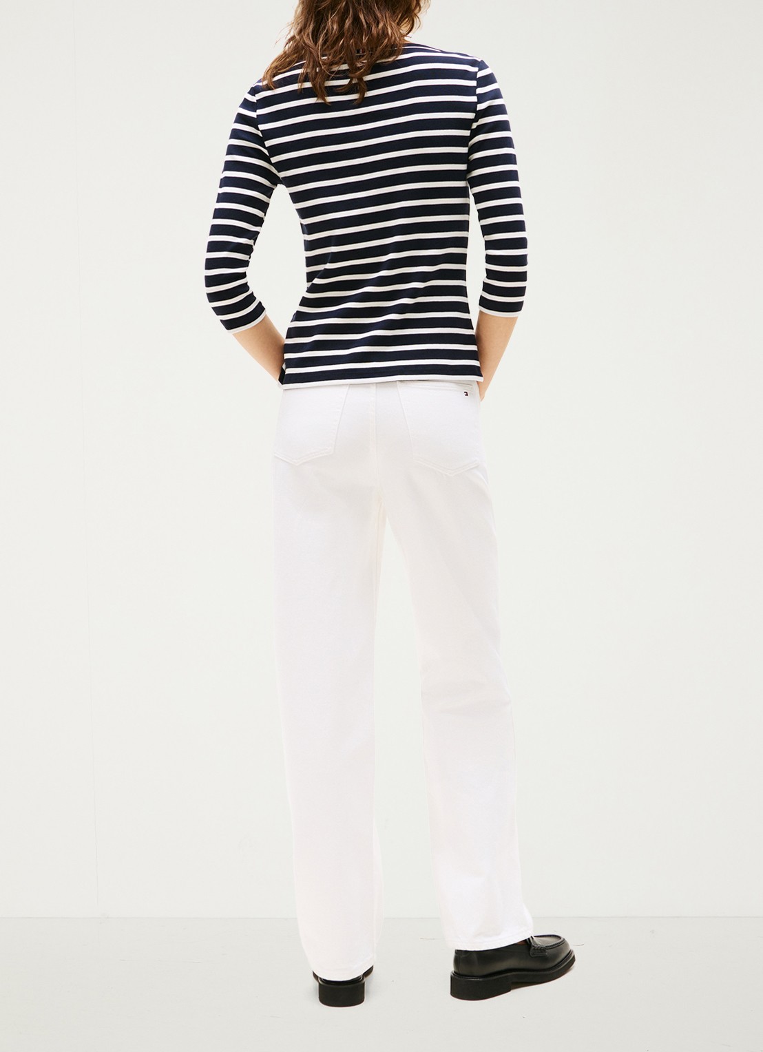 Tommy Hilfiger Cody longsleeve met logoborduring - achterkant 2 donkerblauw/gebroken wit