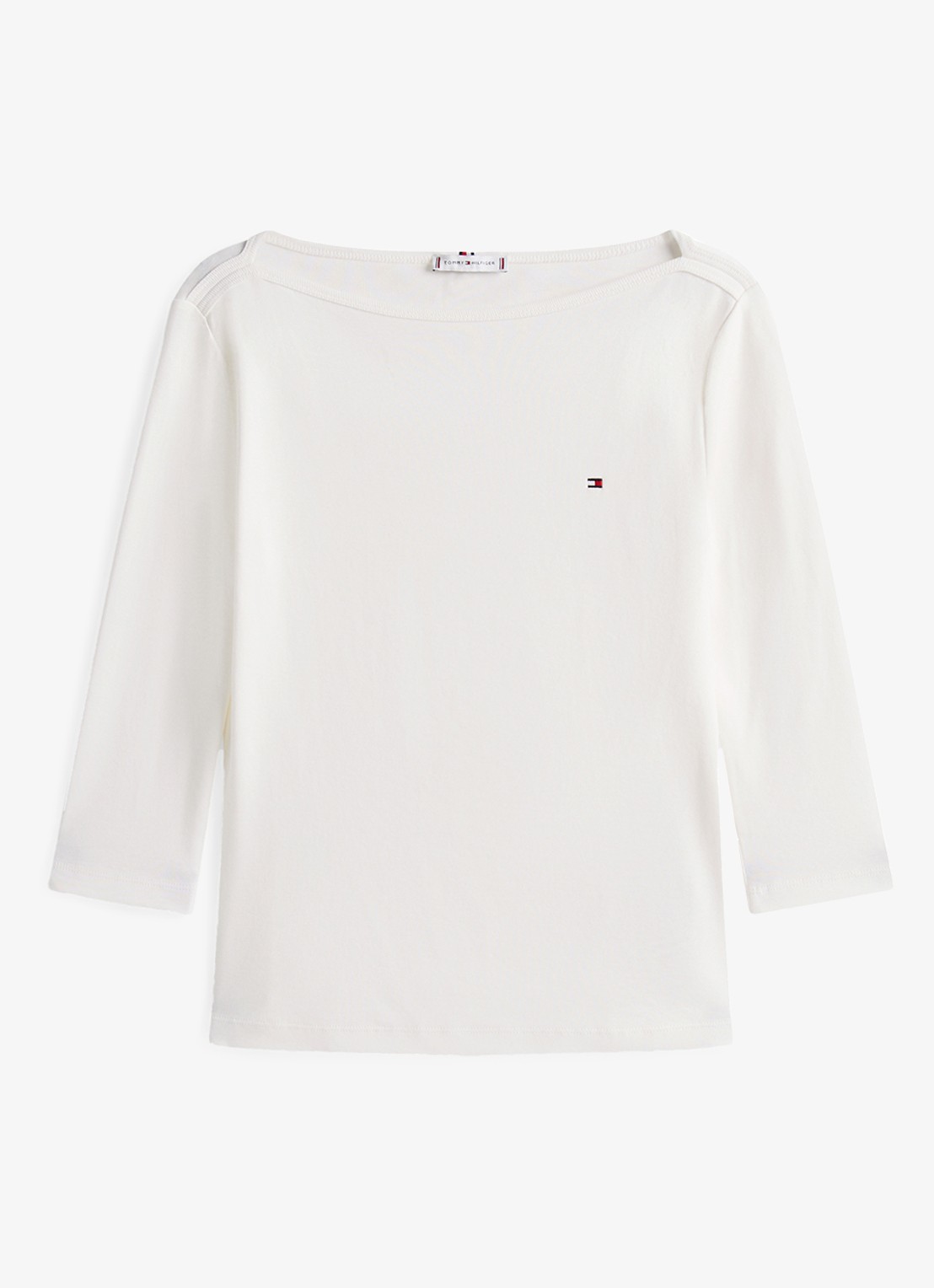 Tommy Hilfiger Cody longsleeve met logoborduring - voorkant gebroken wit