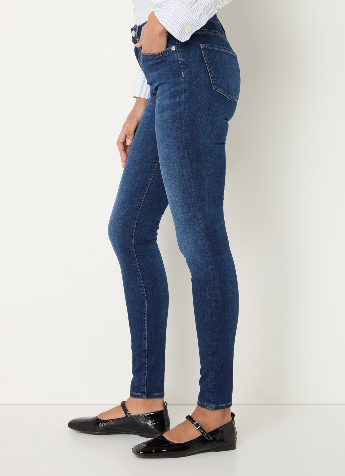 Tommy Hilfiger Como mid waist skinny jeans met donkere wassing - detail 4 indigo