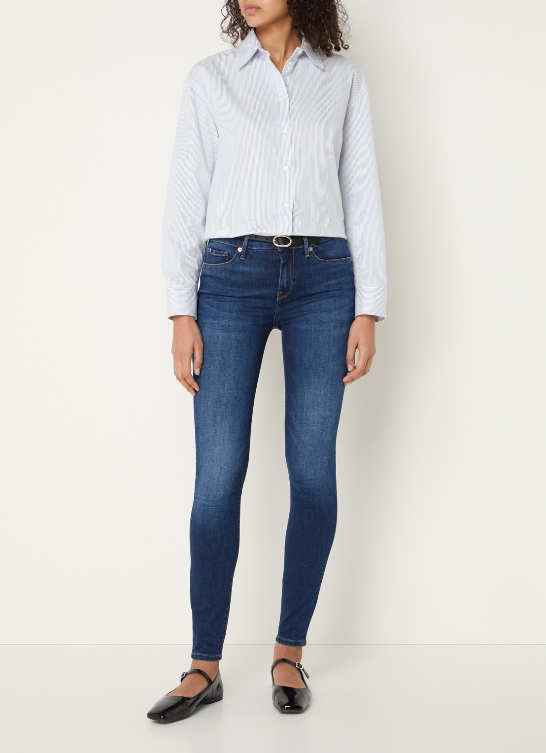 Tommy Hilfiger Como mid waist skinny jeans met donkere wassing - voorkant 2 indigo