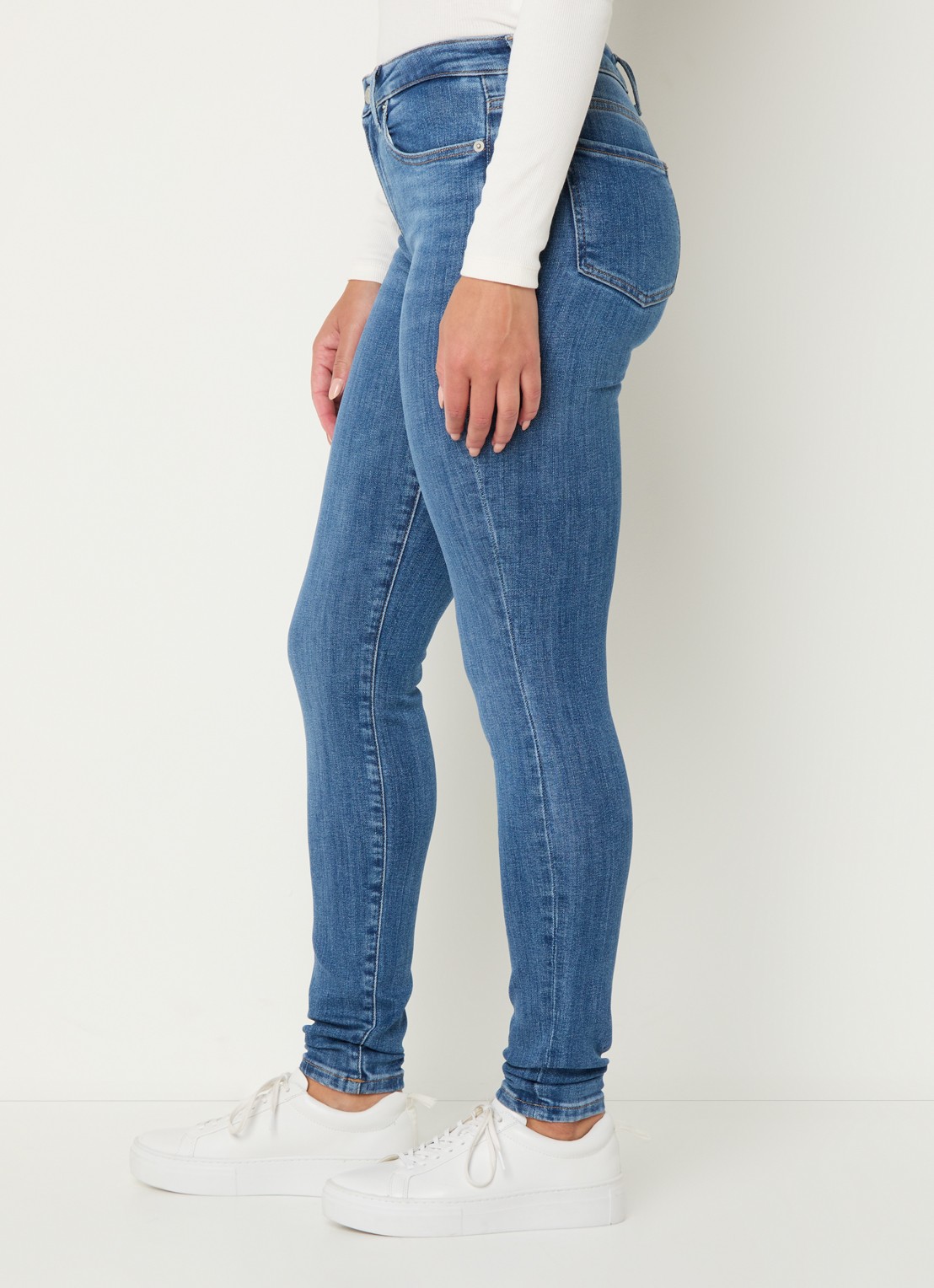 Tommy Hilfiger Como mid waist skinny jeans met medium wassing - detail 2 indigo