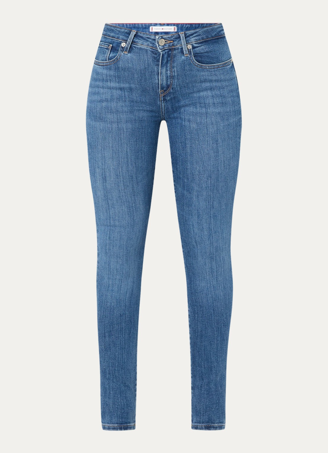 Tommy Hilfiger Como mid waist skinny jeans met medium wassing - voorkant 5 indigo