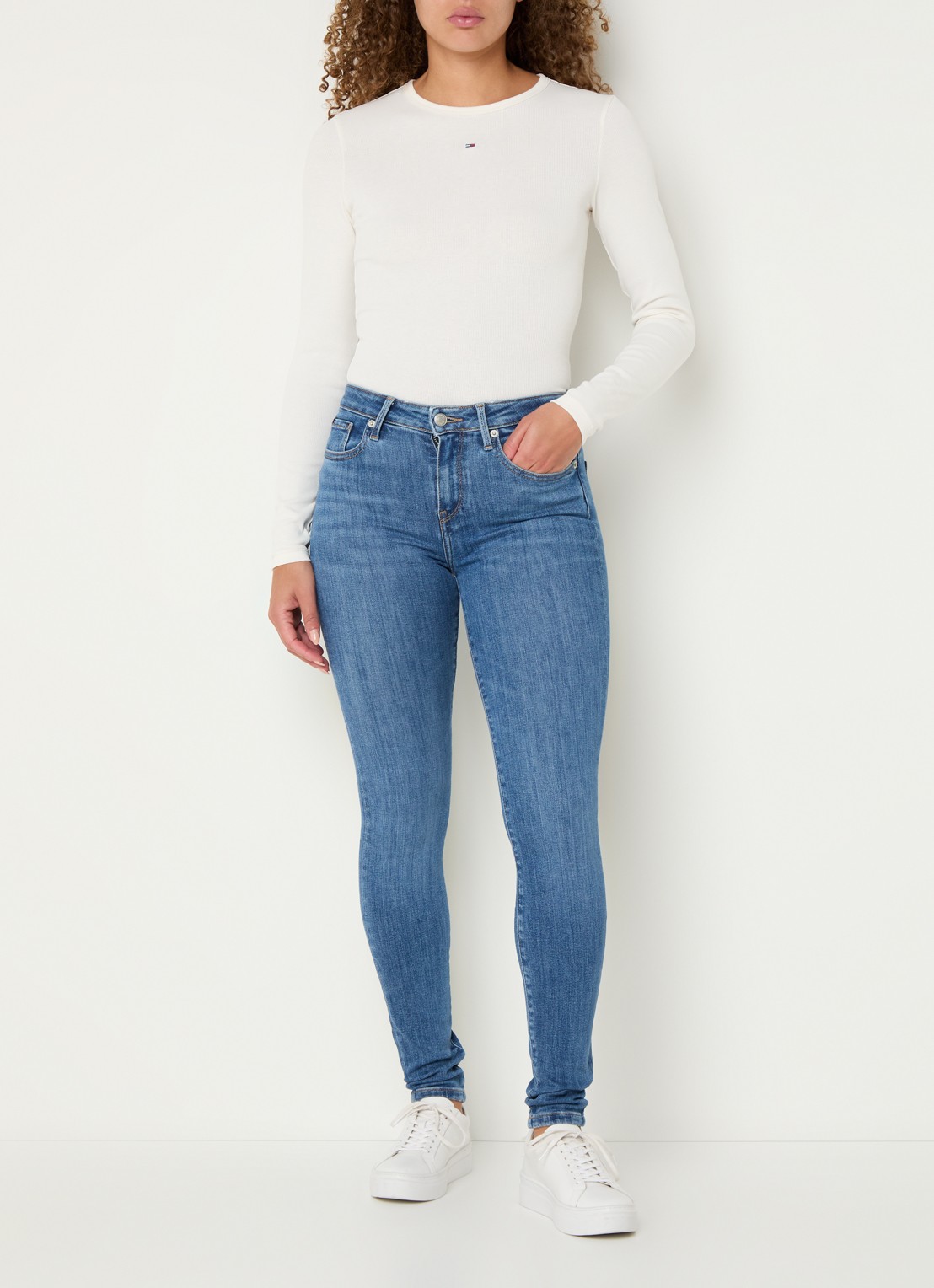 Tommy Hilfiger Como mid waist skinny jeans met medium wassing - voorkant 6 indigo