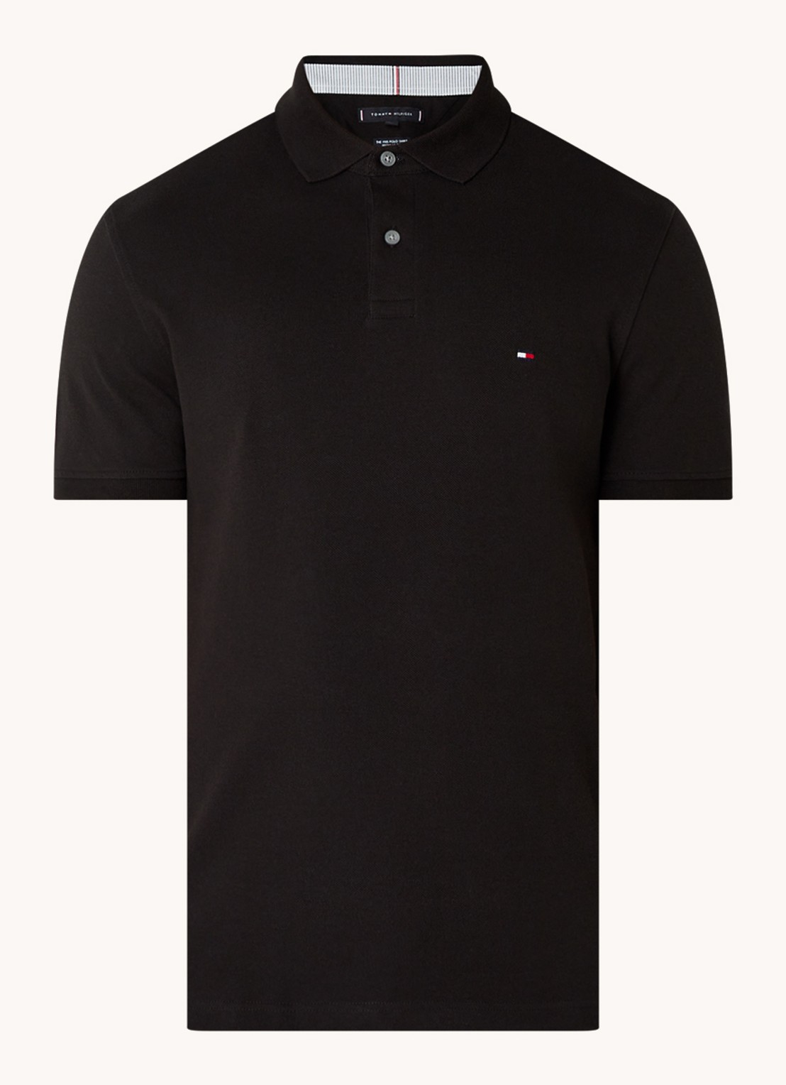 Tommy Hilfiger Core regular fit polo van piqué katoen met logoborduring - voorkant black-bds / zwart