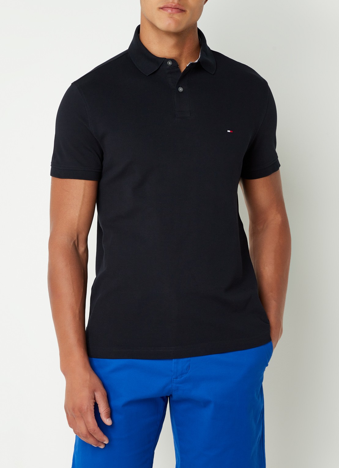 Tommy Hilfiger Core regular fit polo van piqué katoen met logoborduring - detail 2 desert sky-dw5 / blauw