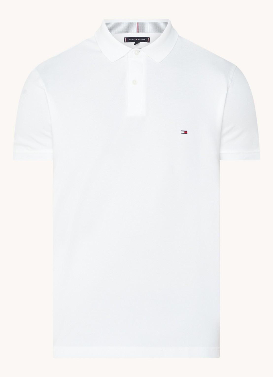 Tommy Hilfiger Core regular fit polo van piqué katoen met logoborduring - voorkant 2 white-ybr / wit