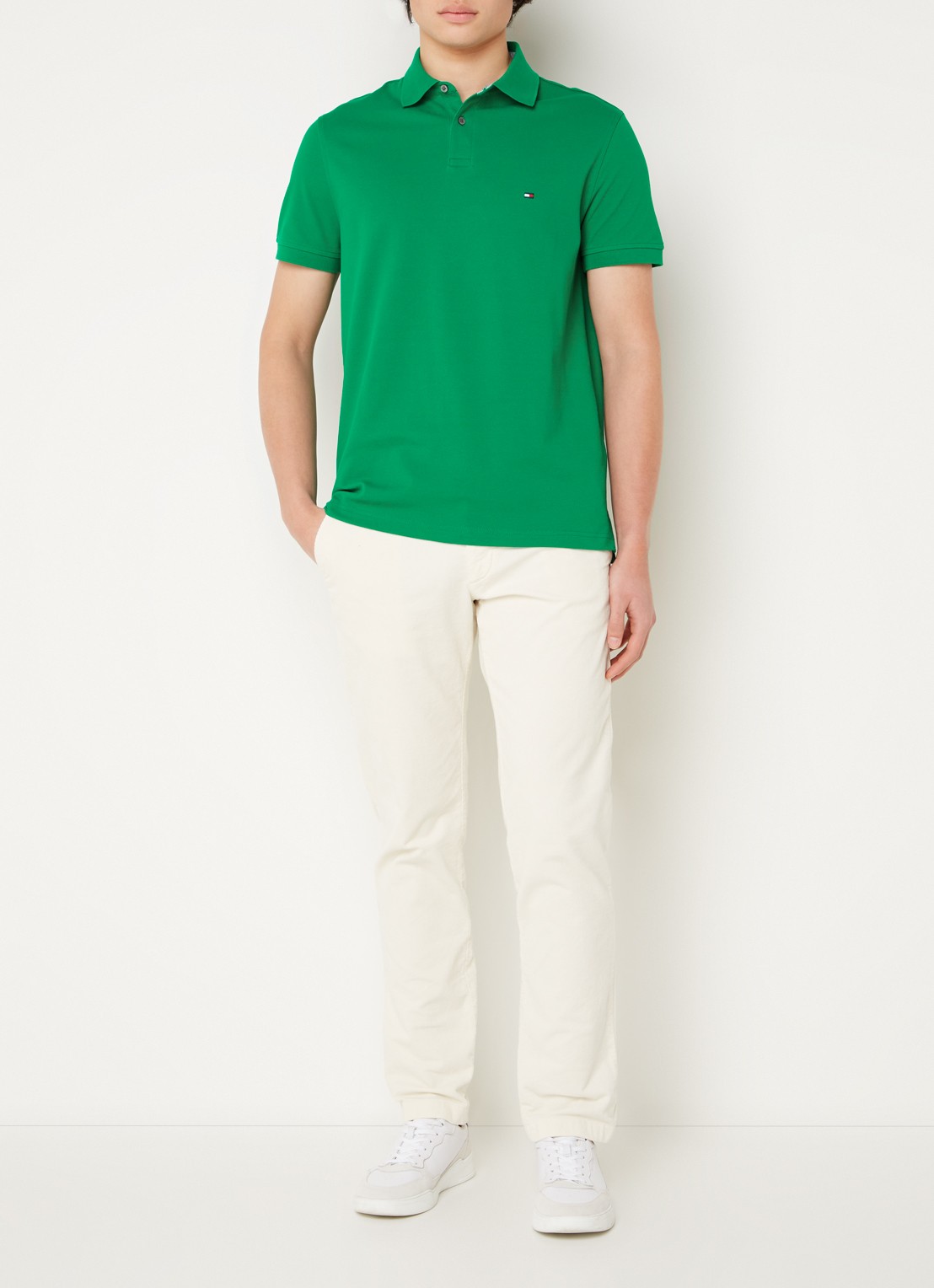 Tommy Hilfiger Core regular fit polo van piqué katoen met logoborduring - voorkant 4 olympic green-l4b / groen