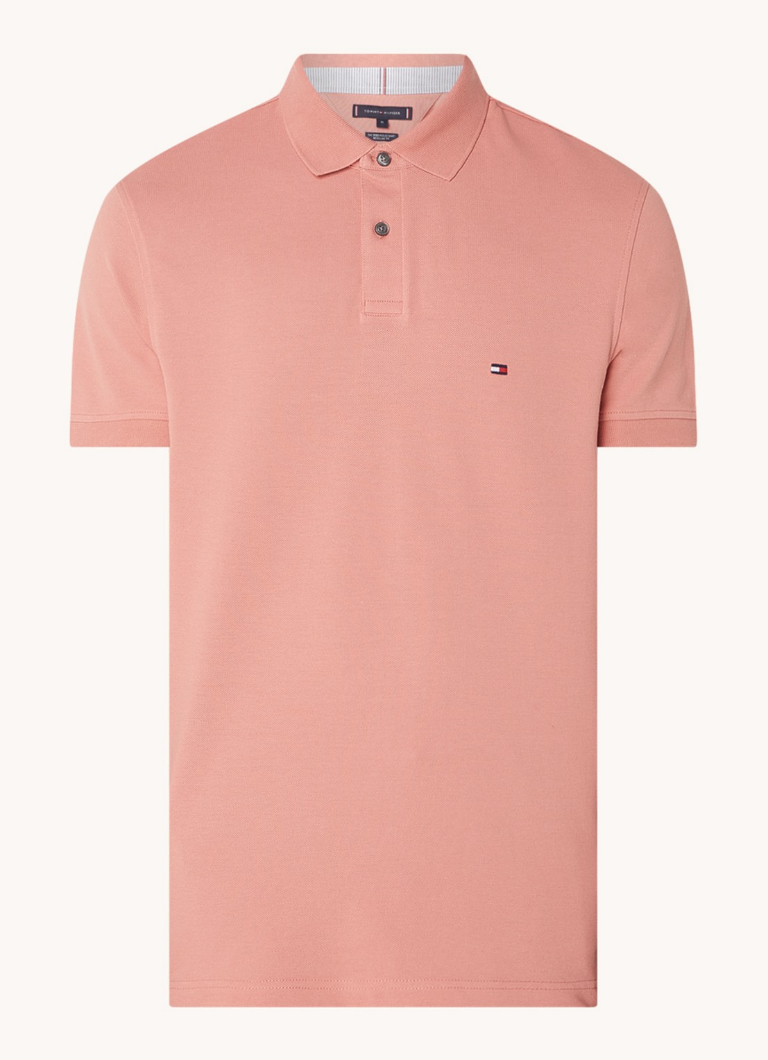 Tommy Hilfiger Core regular fit polo van piqué katoen met logoborduring - voorkant teaberry blossom / roze