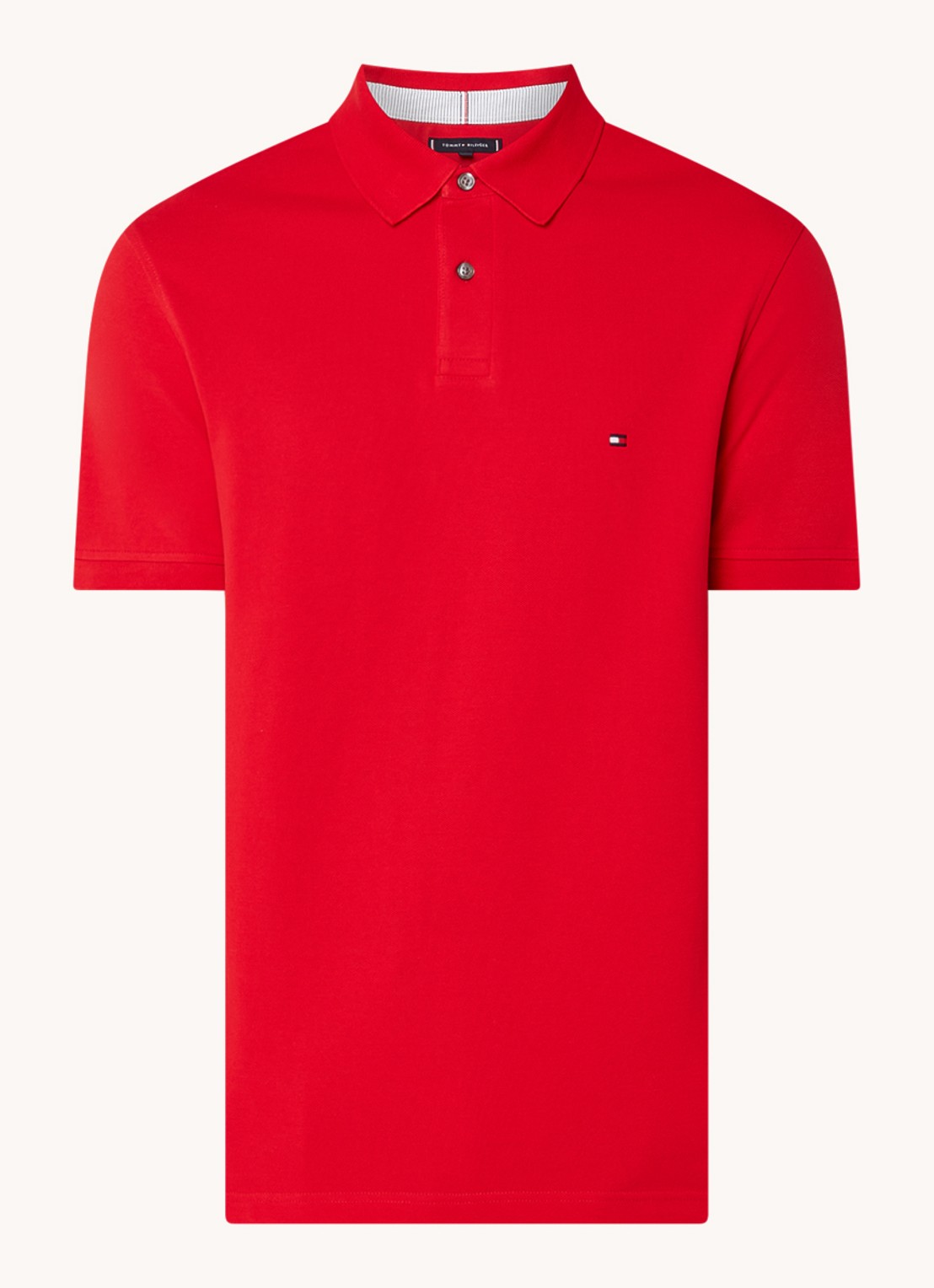 Tommy Hilfiger Core regular fit polo van piqué katoen met logoborduring - voorkant 7 primary red-xlg / rood