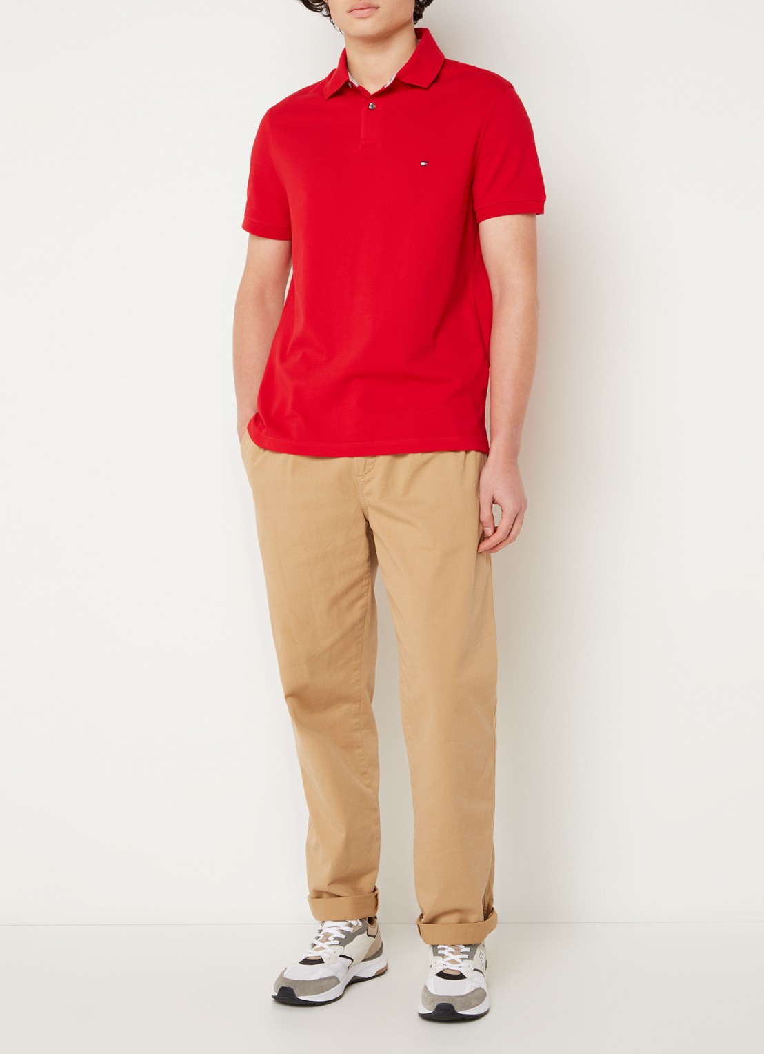 Tommy Hilfiger Core regular fit polo van piqué katoen met logoborduring - voorkant 8 primary red-xlg / rood