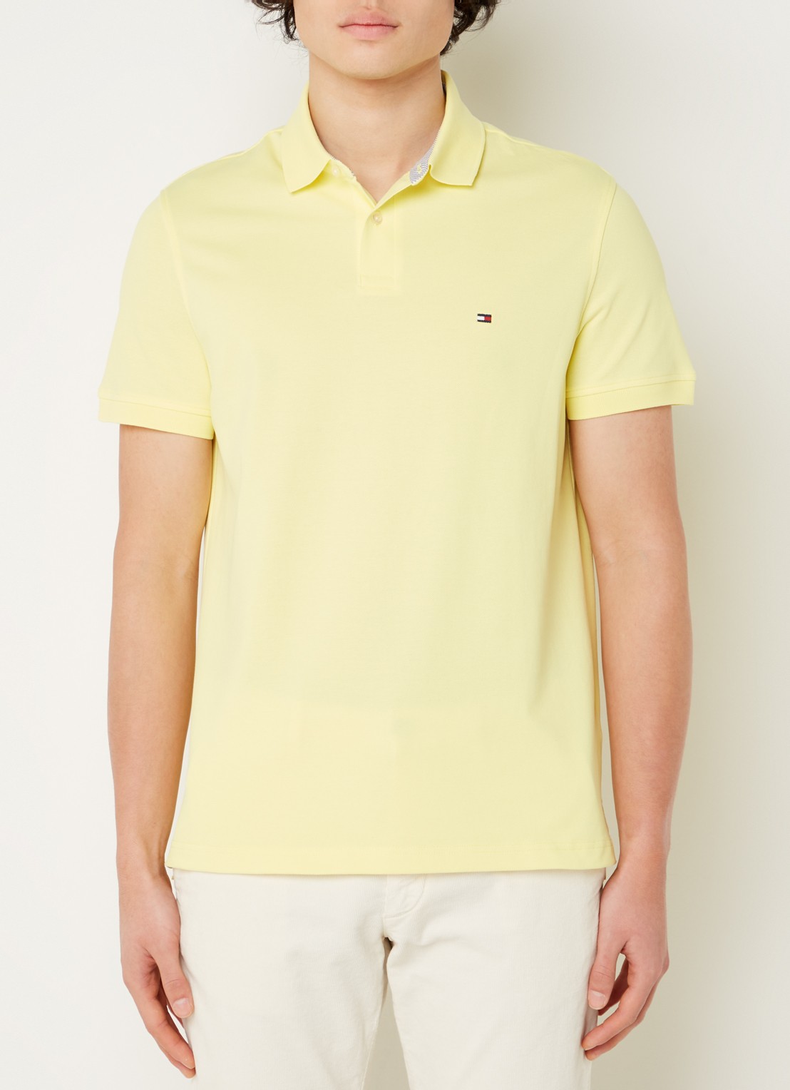 Tommy Hilfiger Core regular fit polo van piqué katoen met logoborduring - detail 3 yellow tulip / geel