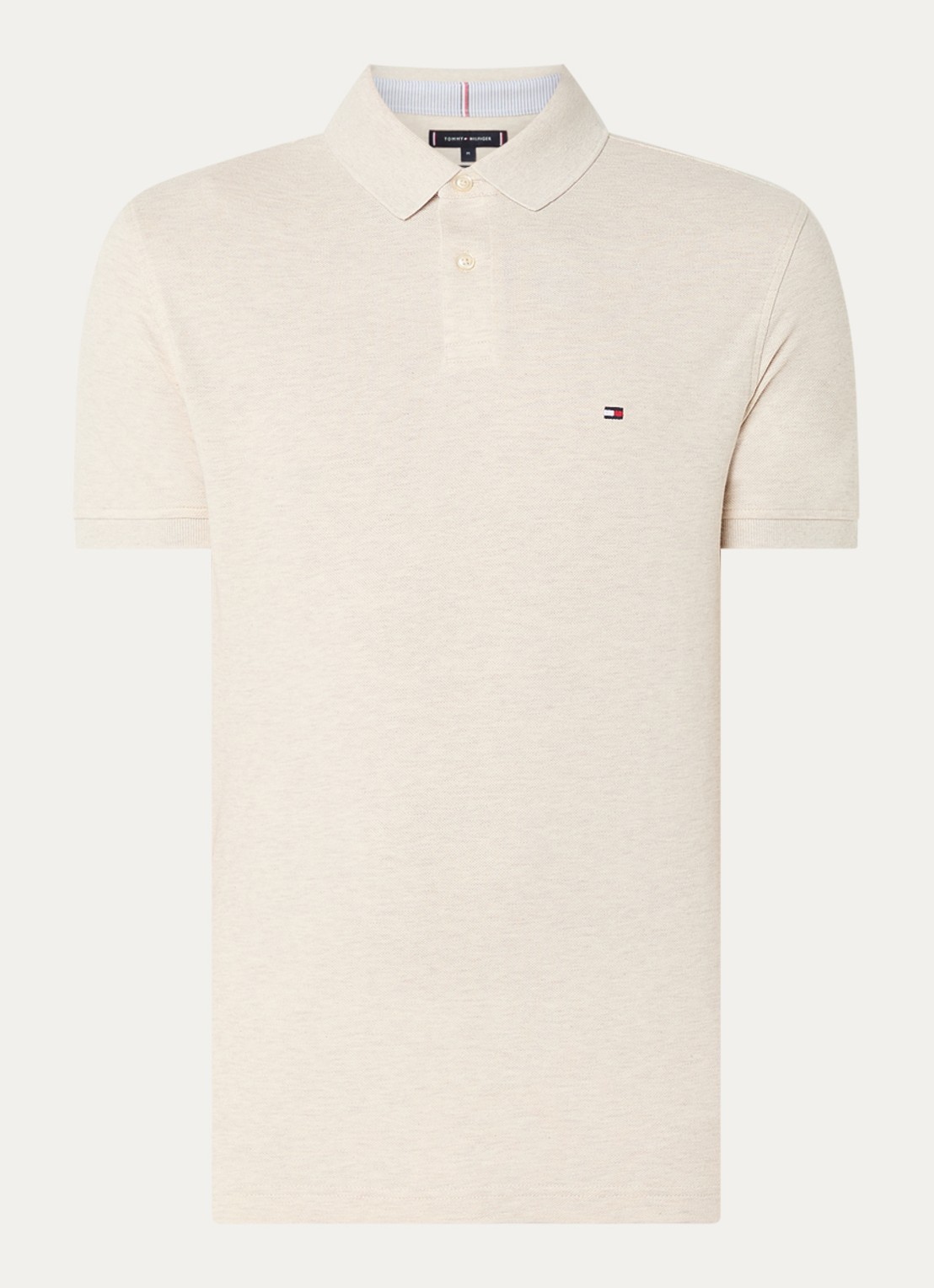 Tommy Hilfiger Core regular fit polo van piqué katoen met logoborduring - voorkant 3 heathered oatmilk-hcx / beige
