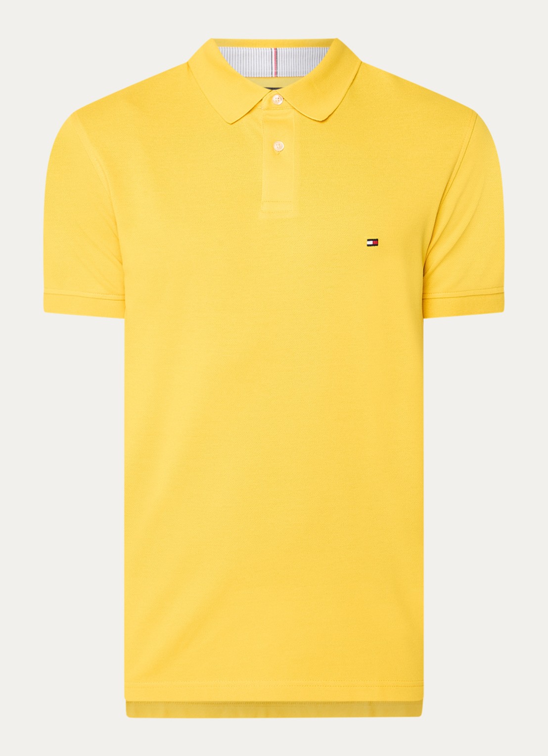 Tommy Hilfiger Core regular fit polo van piqué katoen met logoborduring - voorkant 2 primary yellow / geel