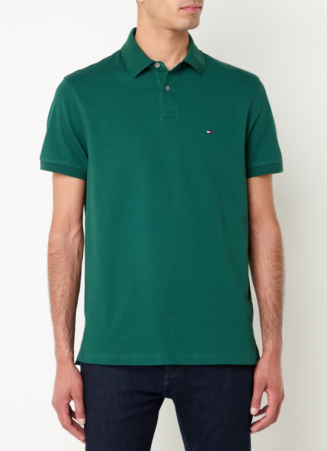 Tommy Hilfiger Core regular fit polo van piqué katoen met logoborduring - detail 2 ornamental green-l6k / groen